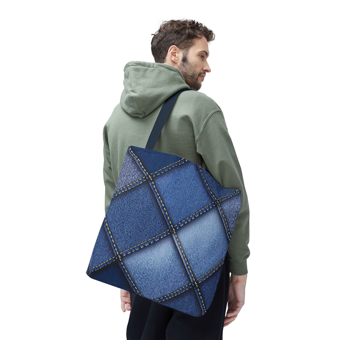 Denim Fabric Imitation Print Unisex Canvas Bag Poly Spun 3 Sizes Tote Bag 101