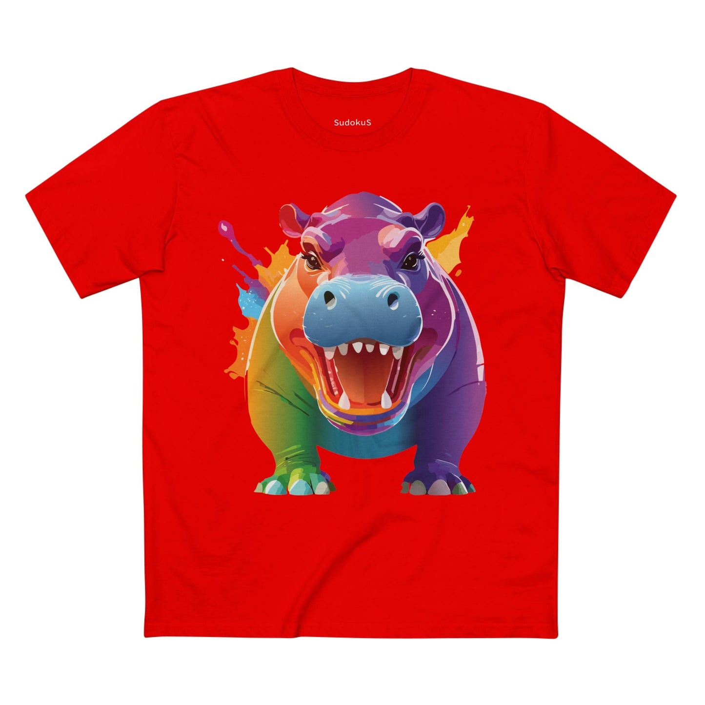 Hippo Graphic Unisex 100 Cotton Staple Tee with Animal Design Artwork 6