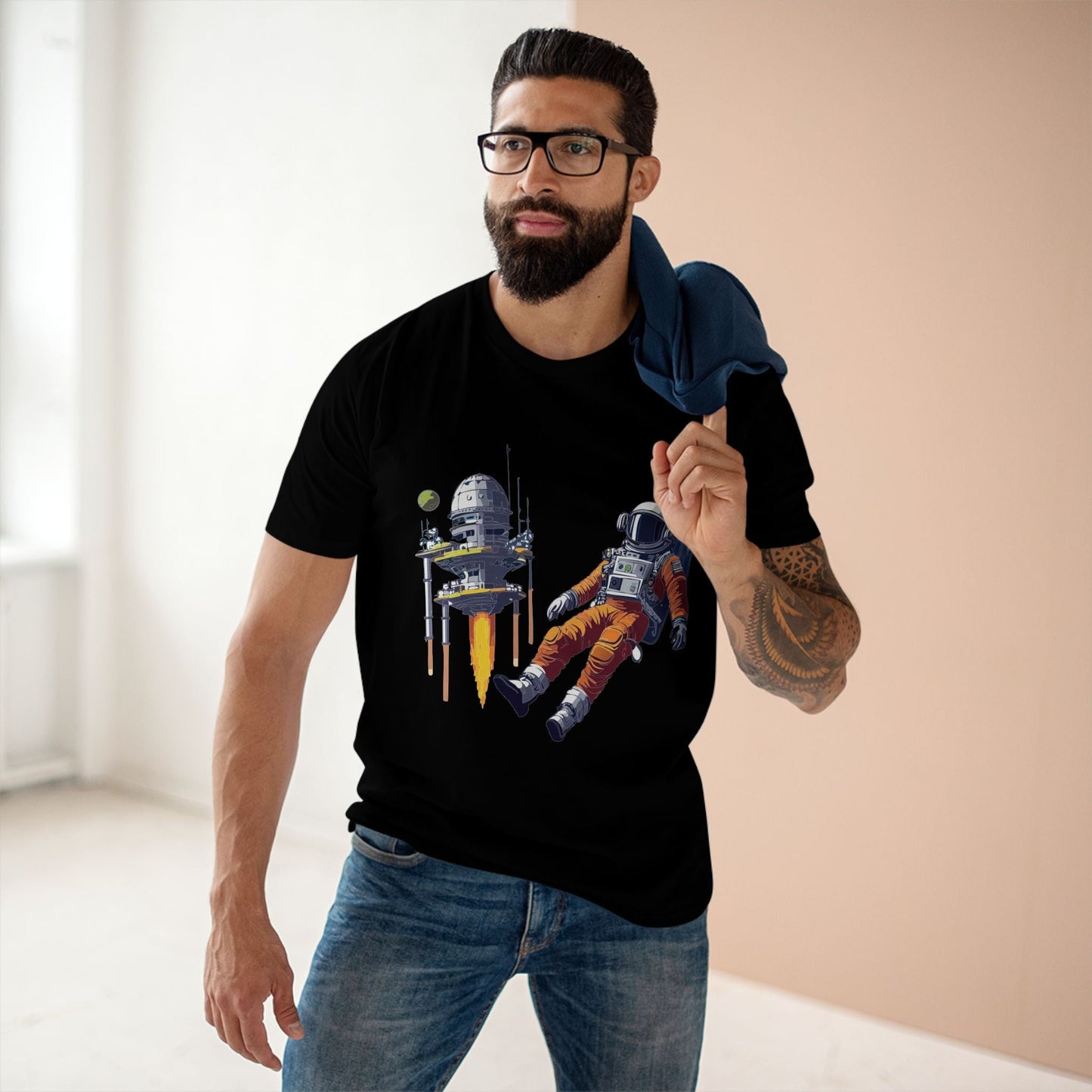 Cosmos Astronaut Shirt Unisex Premium Cotton Tee With Original Art Design By Retro2Nova