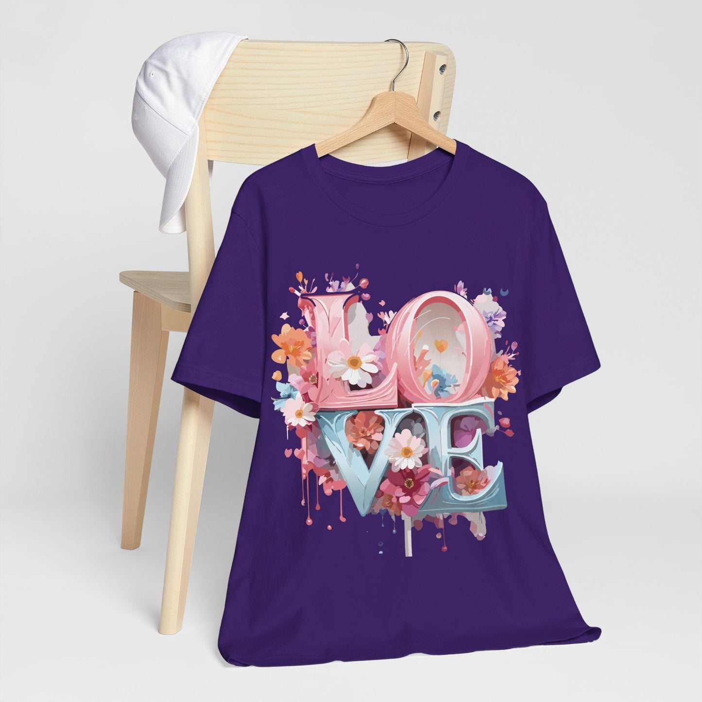 Valentine Day Graphic Unisex 100 Cotton Vintage Artwork with Love and Flower Design Tee 44
