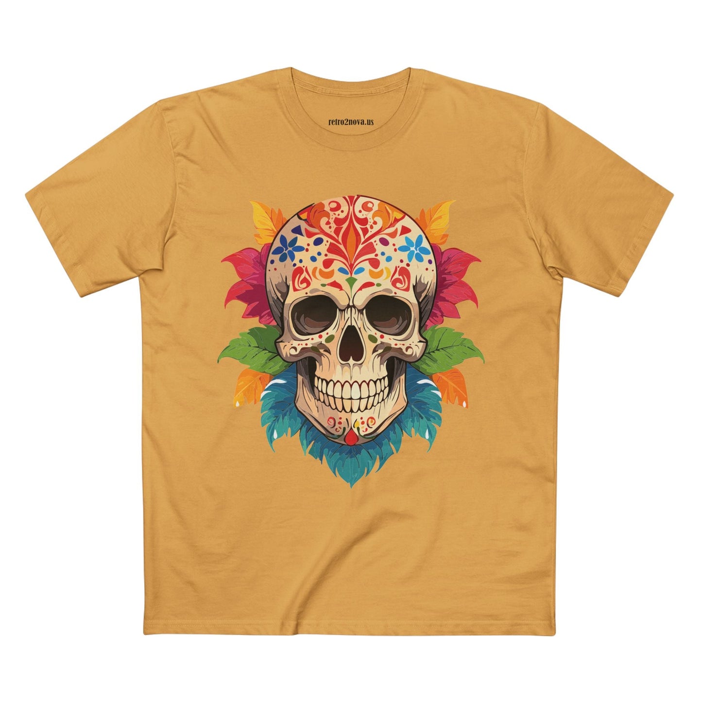 Unisex Skull Shirt With Original Art Design By Retro2Nova Premium Cotton Tee SS-5