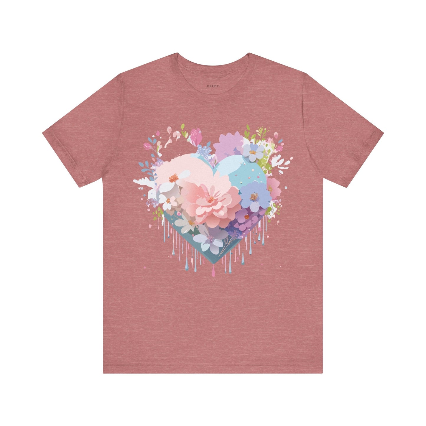 Valentine Day Graphic Unisex 100 Cotton Vintage Artwork with Love and Flower Design Tee 33