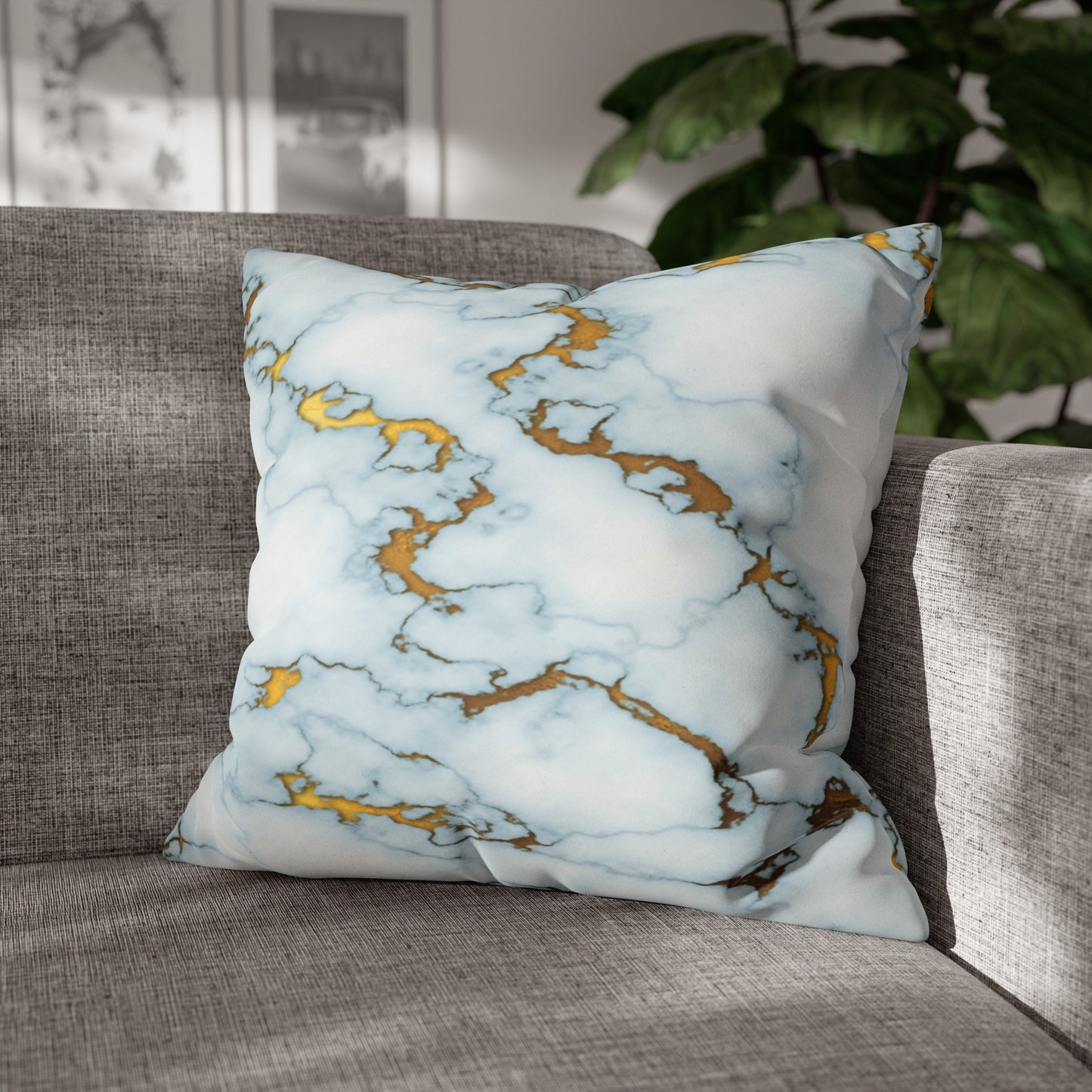 Faux Suede Pillowcase with Abstract print