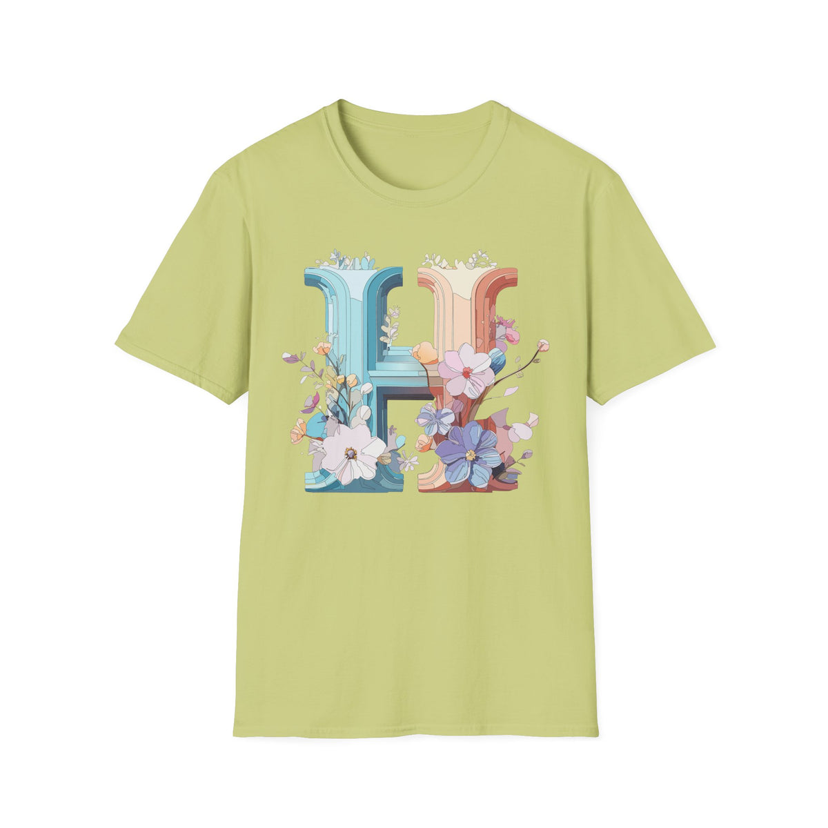 Floral Letter H T-Shirt | Botanical Monogram Tee