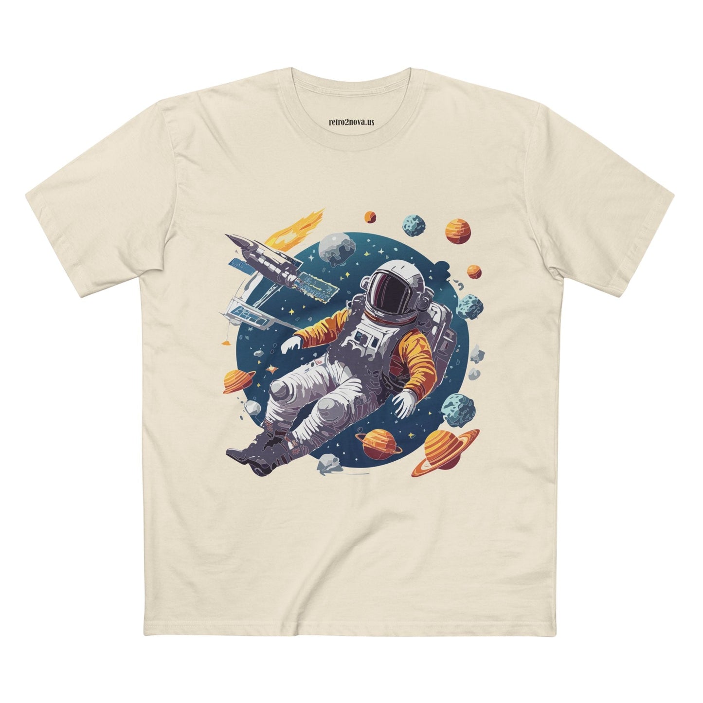Cosmos Astronaut Shirt Unisex Premium Cotton Tee With Original Art Design By Retro2Nova