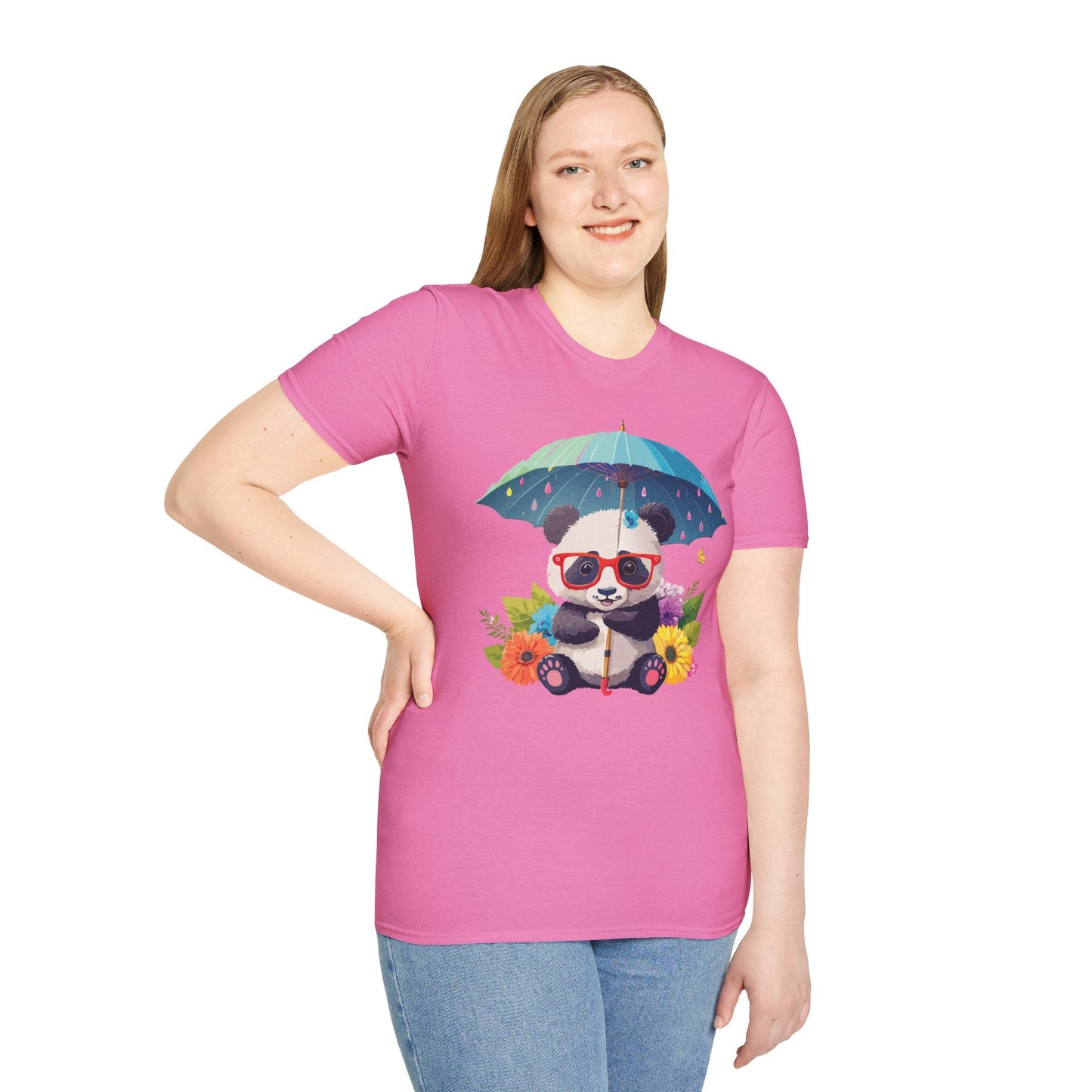 Panda Shirt Unisex Tee 100 Percent Ring Spun Cotton Softstyle Gildan 64000 Animal Print