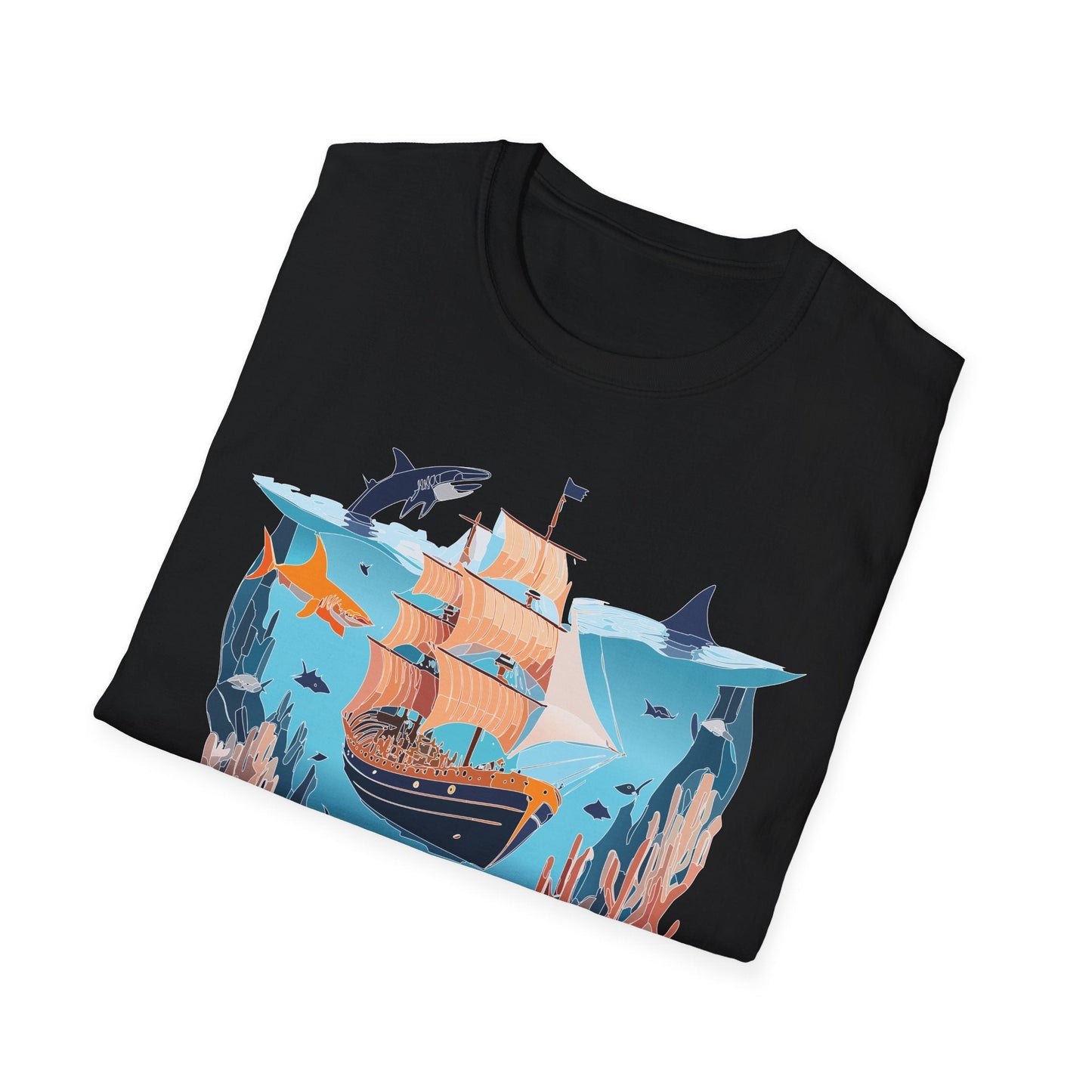 Ocean Tee Shirt Unisex Softstyle 64000 U Boat Design 100 Percent Ring Spun Cotton Tee