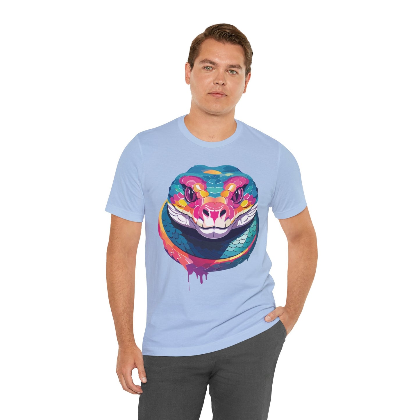 Unisex Animal Tee Shirt With Art Design, Wild Animals Short Sleeve Graphic Tee For Everyday Wear