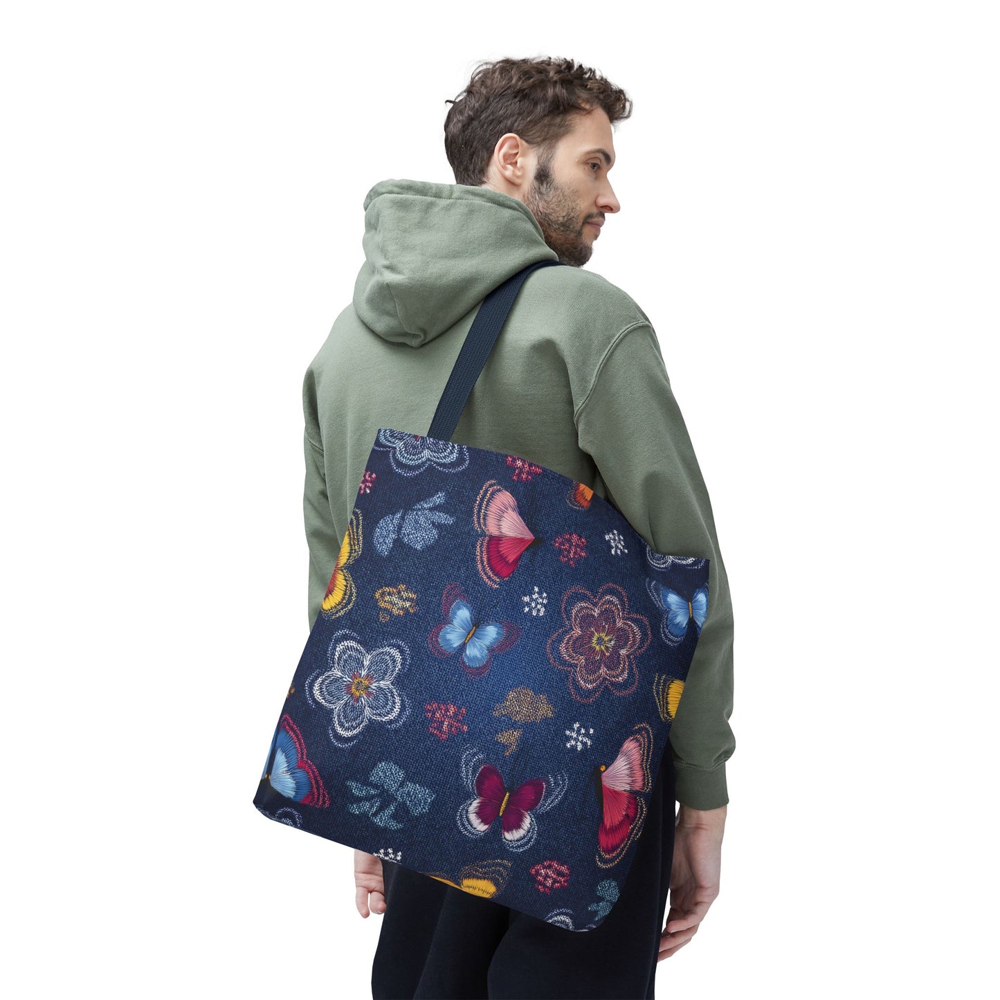 Denim Fabric Imitation Print Unisex Canvas Bag Poly Spun 3 Sizes Tote Bag 168