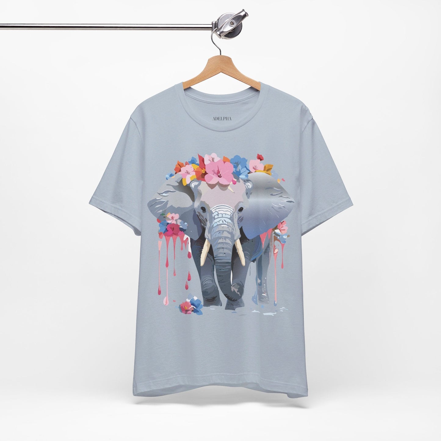 Elephant Graphic Tee Unisex Short Sleeve Jersey With Vintage Inspired Adelpha Artwork