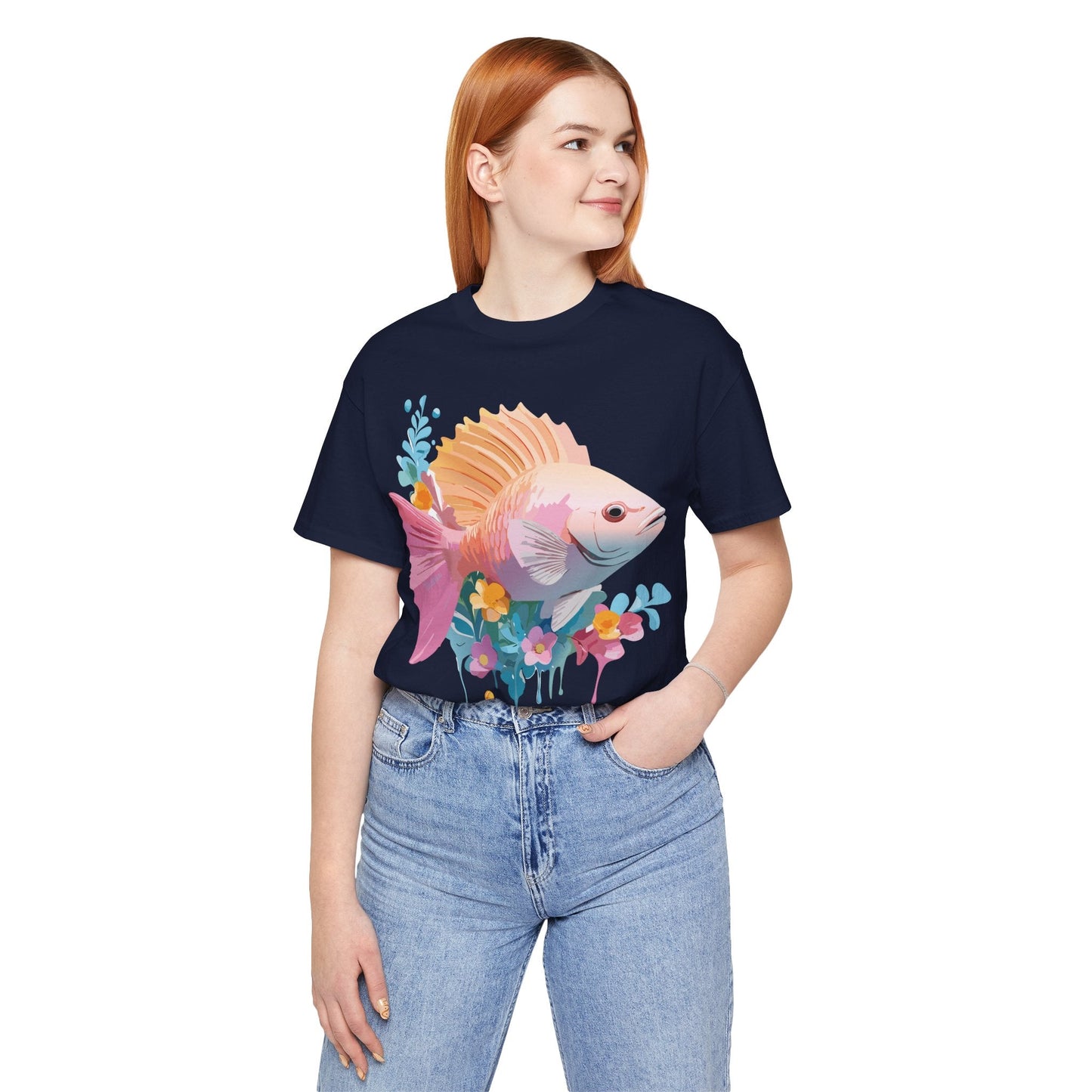 Adelpha Fish Graphic Tee Unisex Short Sleeve Shirt Vintage Inspired Art Design Collection
