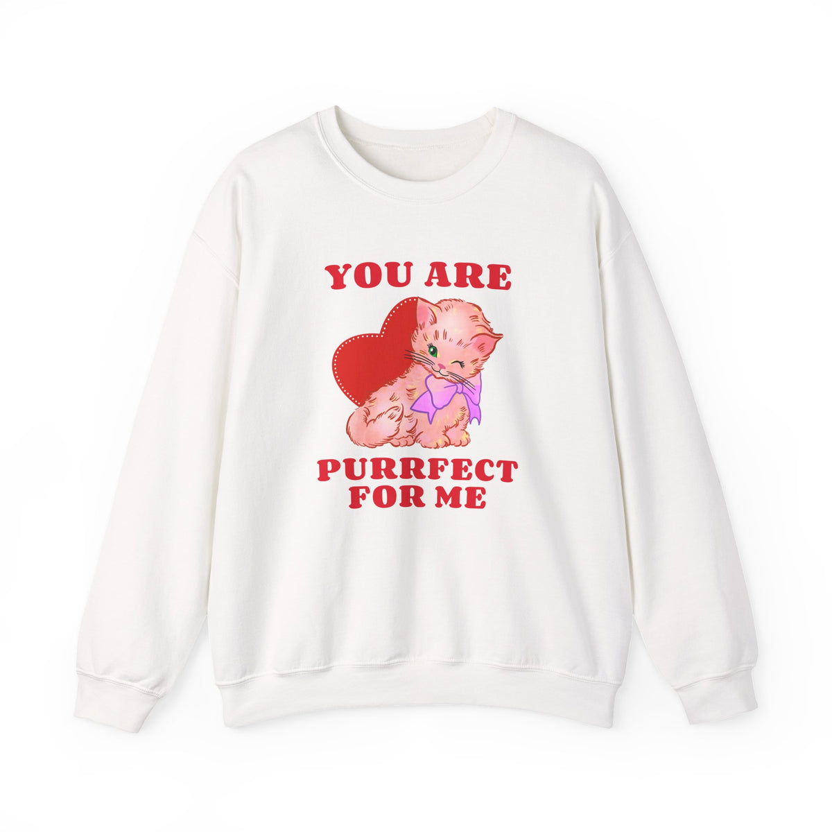 Cat Graphic Valentine's Day Sweatshirt Unisex 50/50 Cotton-Poly Animal Sweatshirt w09