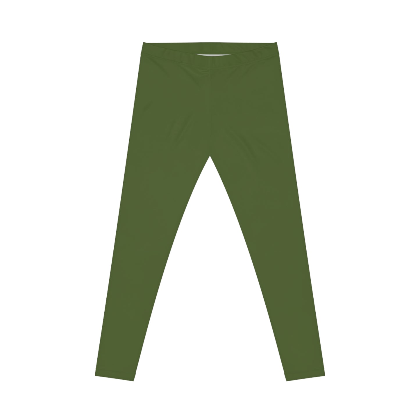 Olive Leaf Color Women's Poly-Span Casual Leggings XS-2XL