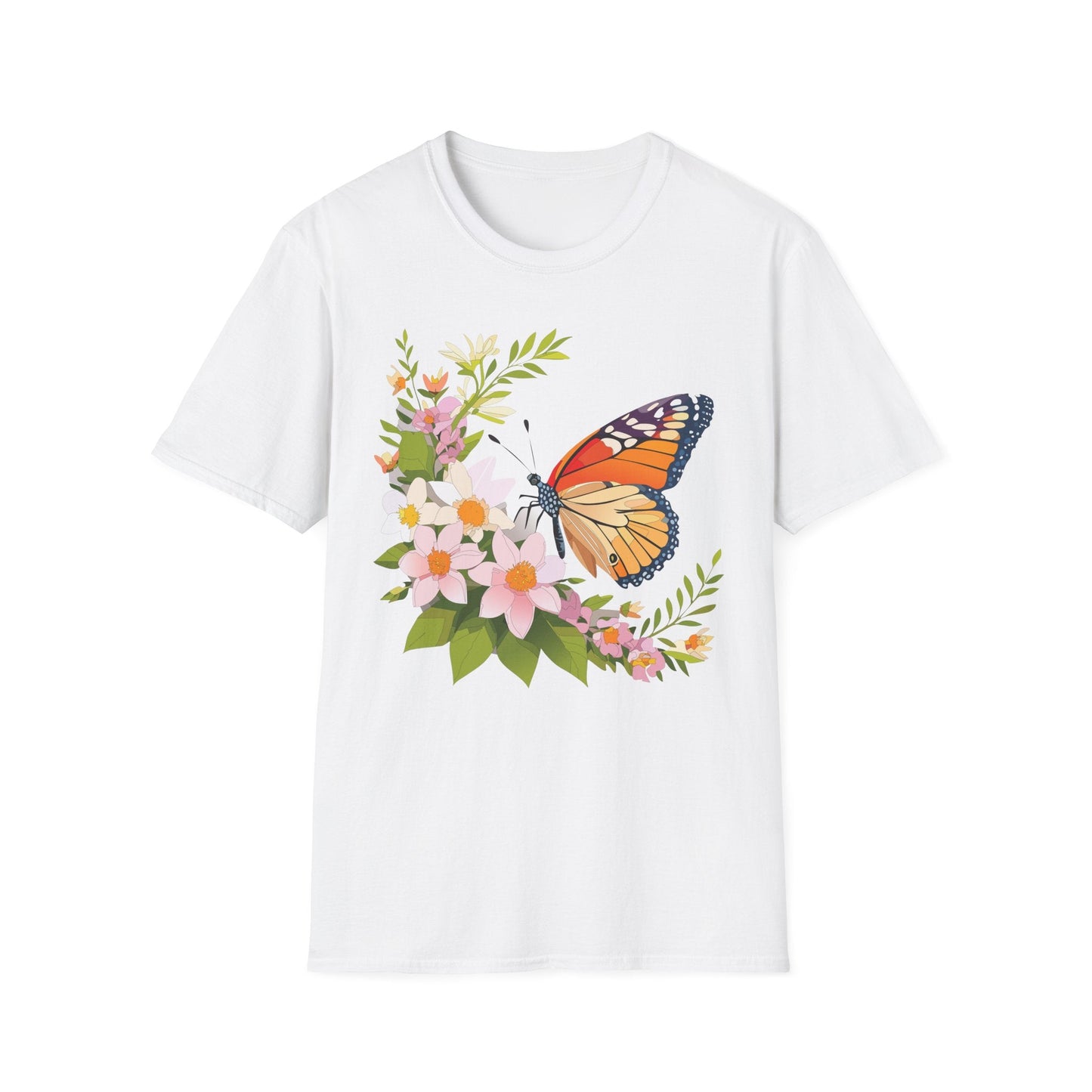 Monarch Butterfly T Shirt Unisex Softstyle Gildan 64000 100 Percent Cotton Tee Breathable