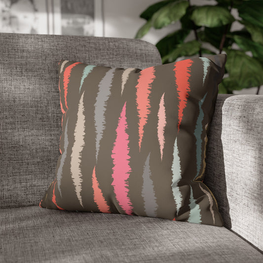 Faux Suede Pillowcase with Abstract print