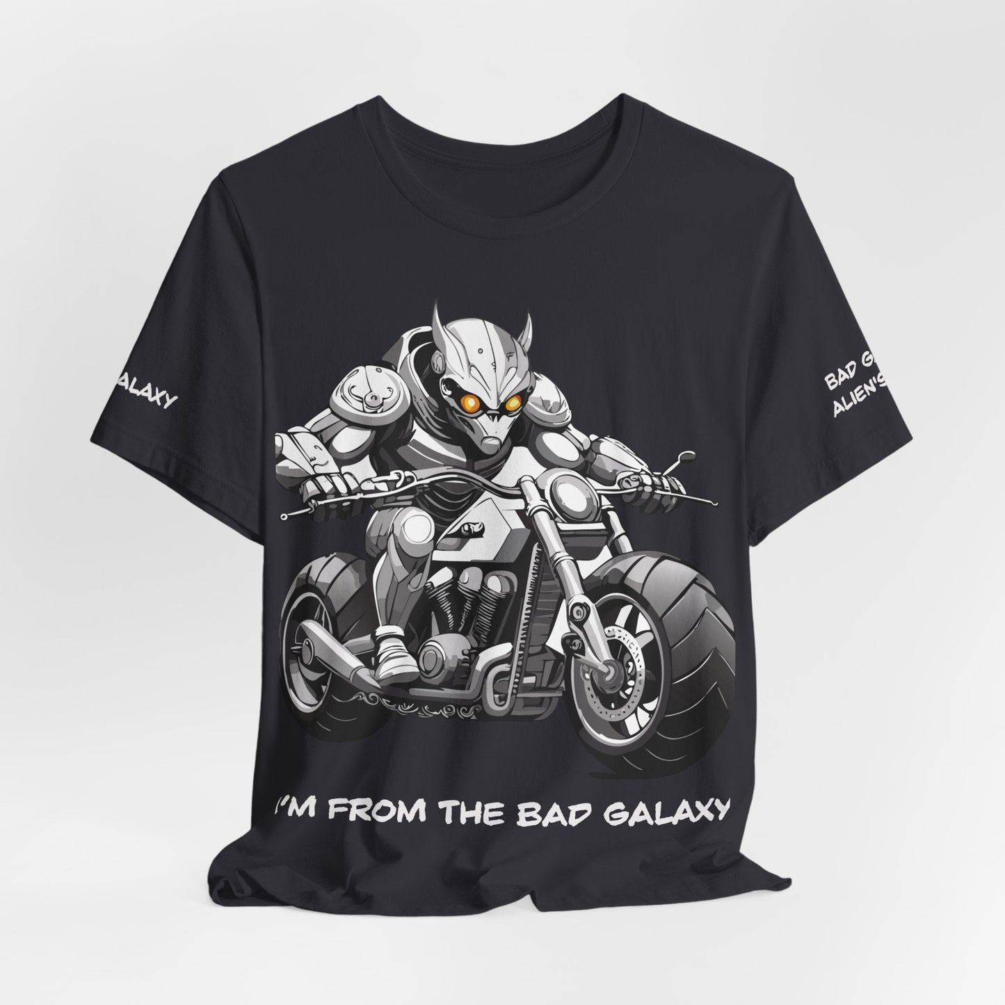 Tee Shirt With Alien From Bad Galaxy 100 Percent Cotton Lightweight Made In USA Eco Friendly Inks