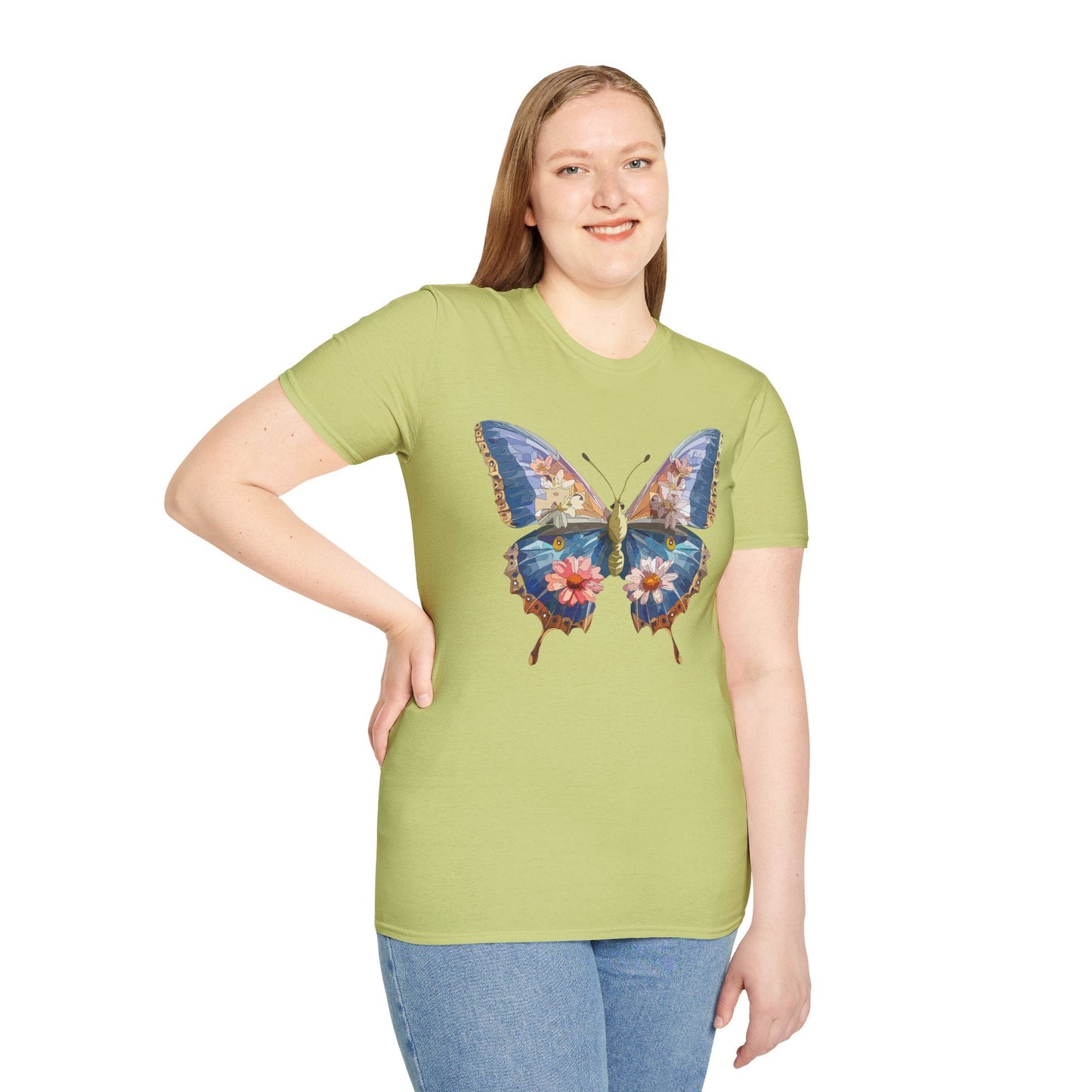 Butterfly T Shirt Unisex Softstyle 64000 Gildan Monarch Design 100 Percent Ring Spun Cotton Tee