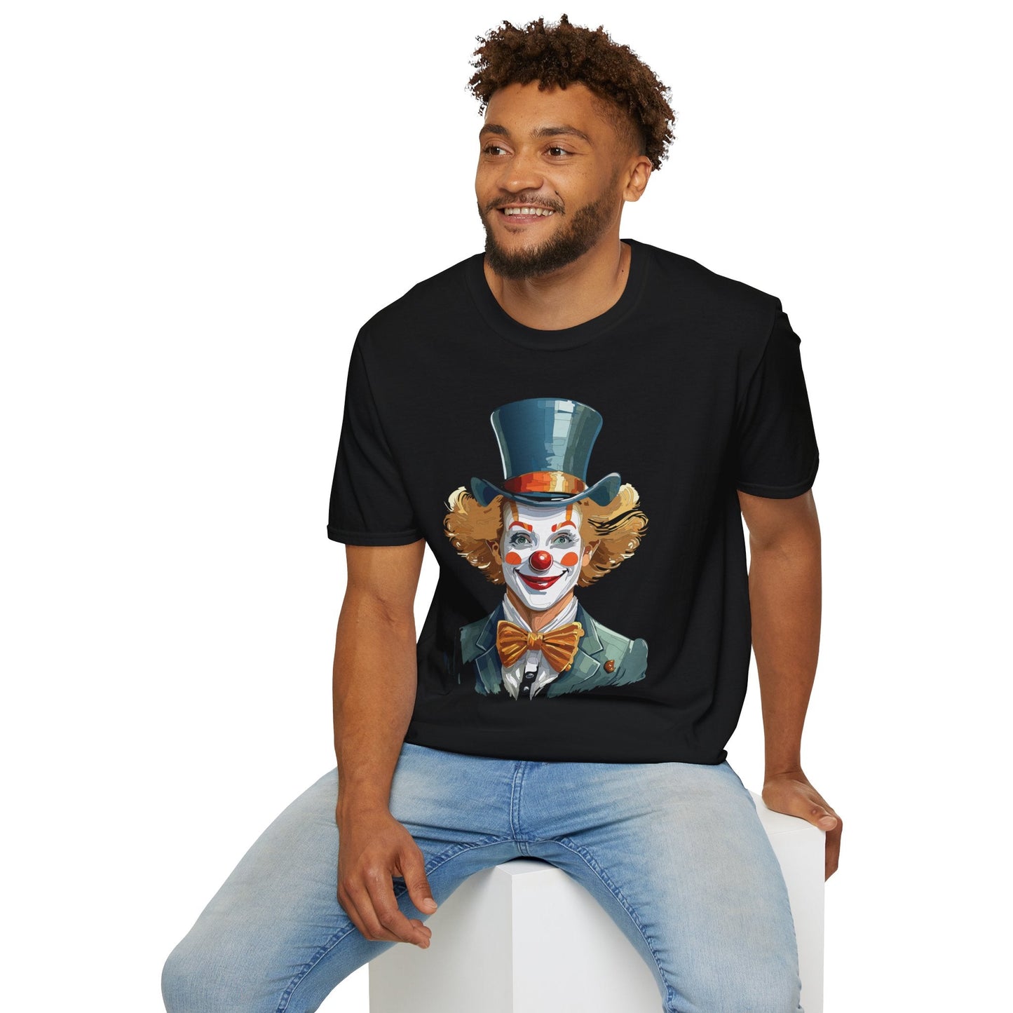 Funny Clown Shirt Unisex T Shirt Circus Style Tee With Scary Man Artwork Gildan 64000
