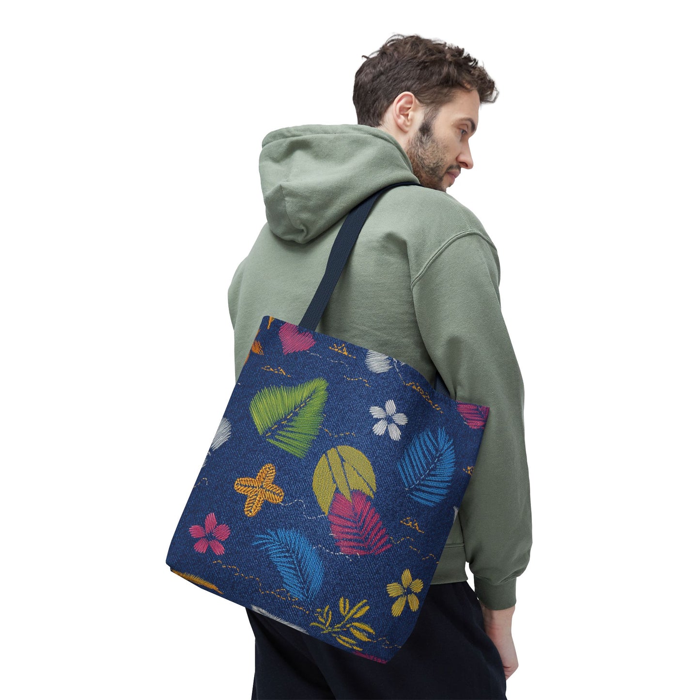 Denim Fabric Imitation Print Unisex Canvas Bag Poly Spun 3 Sizes Tote Bag 182-10