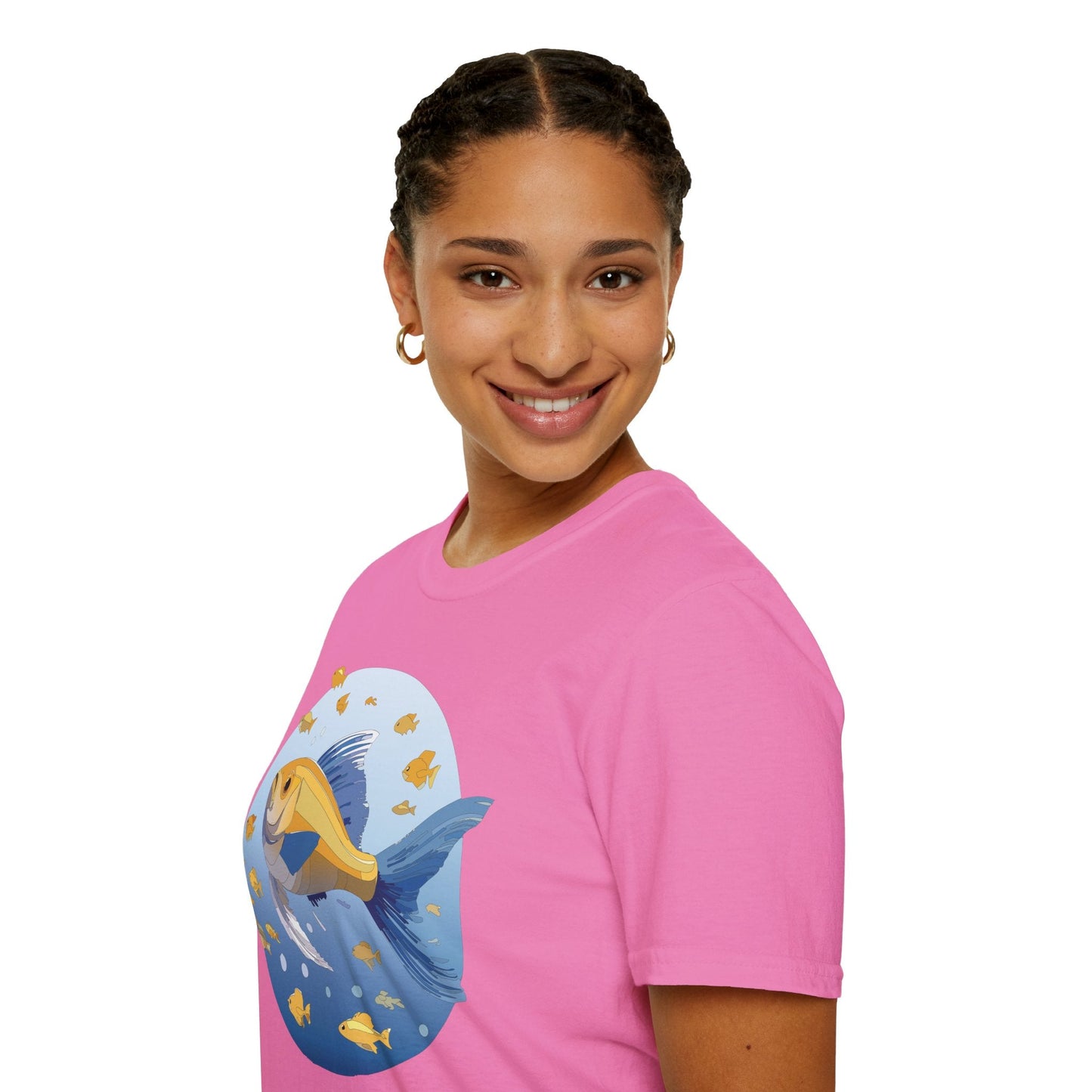 Fish Art Graphic Tee Shirt For Men And Women Unisex Cotton Softstyle Tee With Fish Artwork Design