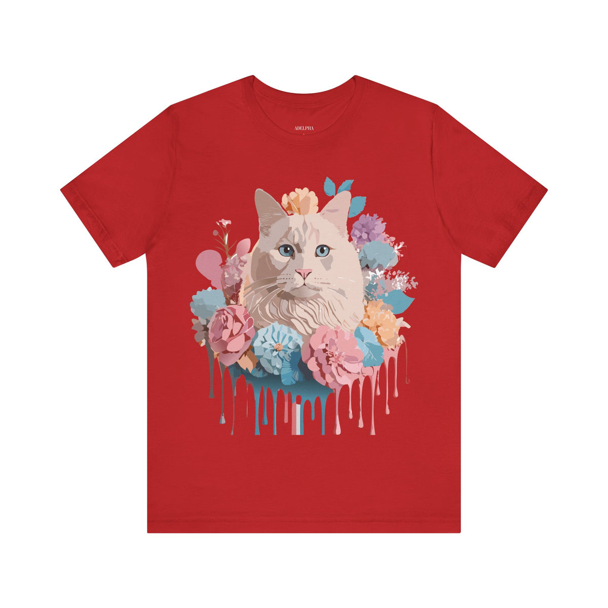 Cat Graphic Unisex Cotton Bella+Canvas Tee with Art Animal Design d02