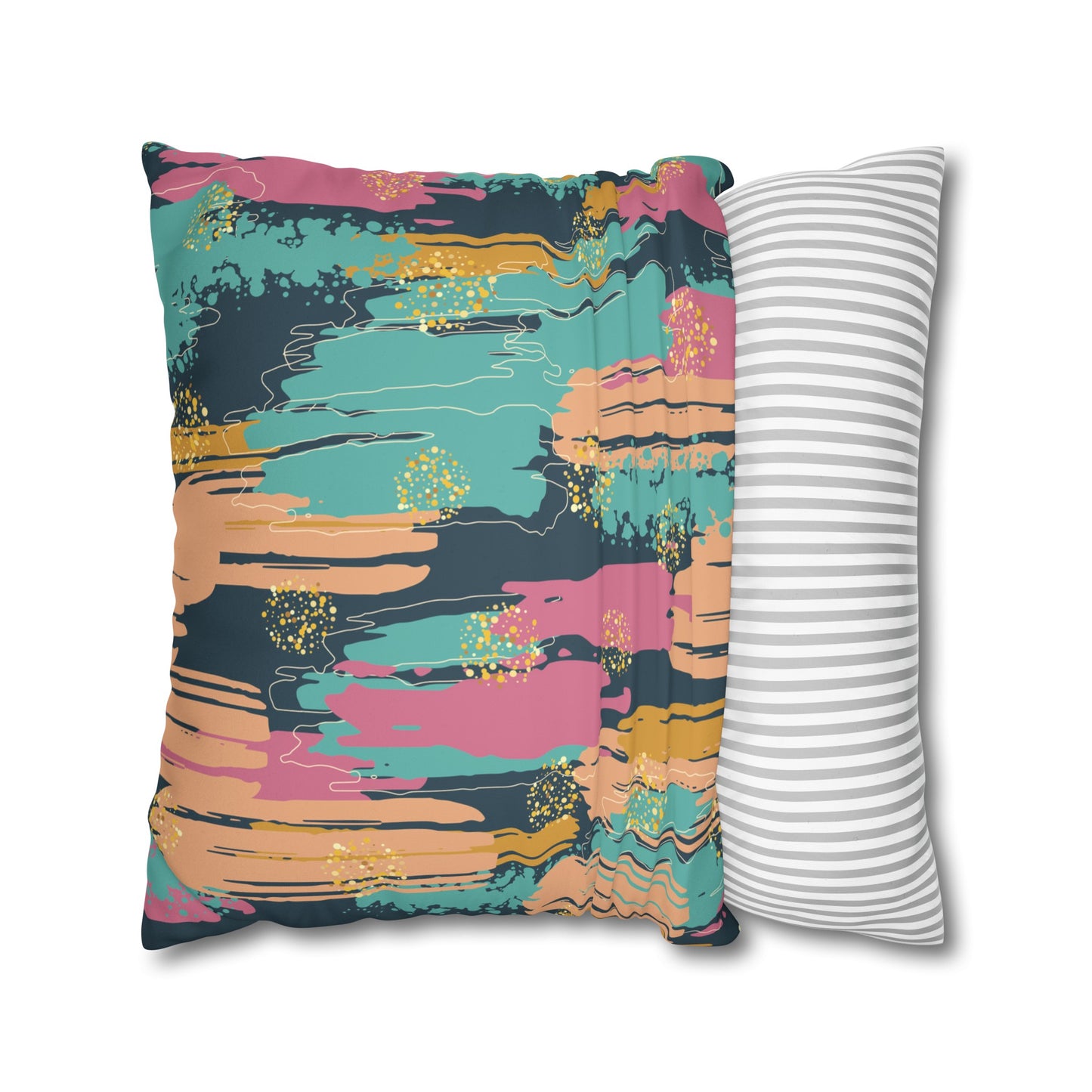 Faux Suede Pillowcase with Abstract print