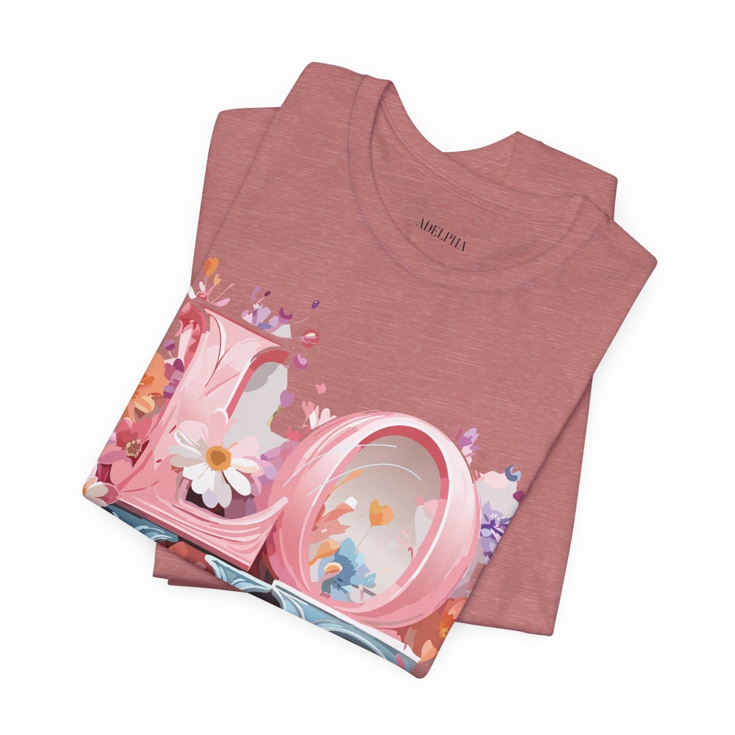 Valentine Day Graphic Unisex 100 Cotton Vintage Artwork with Love and Flower Design Tee 45