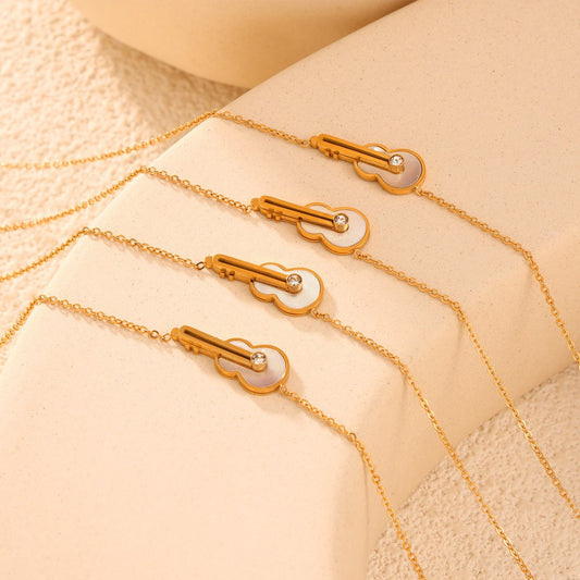 18K Gold-Plated Violin Design Necklace