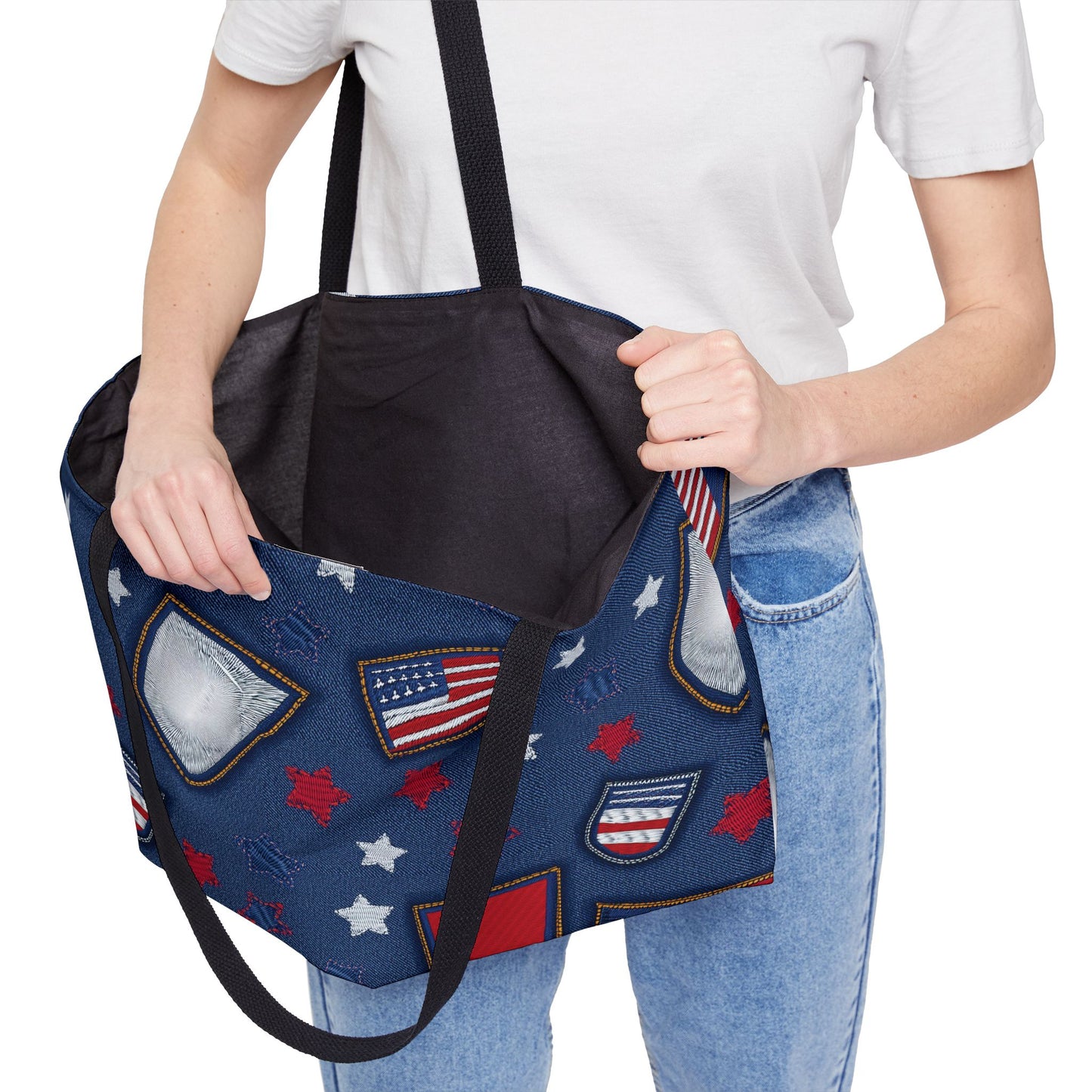 4th of July Denim Print Yoga Bag High-Quality 100% Spun Poly 24x13 Canvas Bag 61