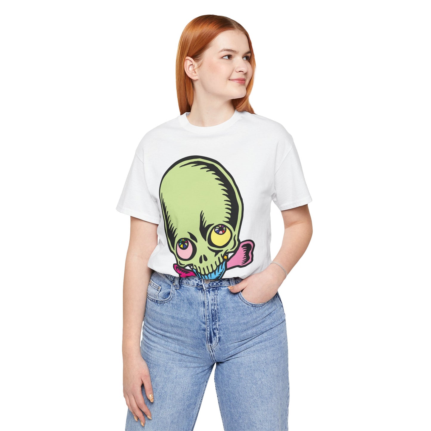 Lt Green Skull Graphic Design Tee, Skull Shirt, Vintage Tees, Art Design T-Shirt, Vintage Graphic Tee, Art Shirts with Skulls