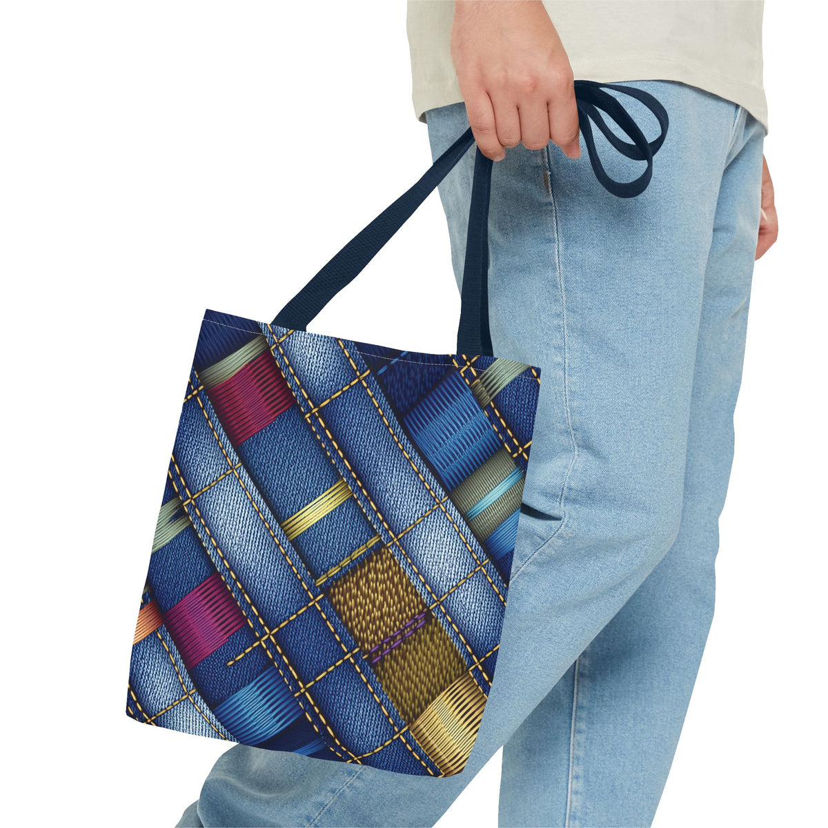 Denim Fabric Imitation Print Unisex Canvas Bag Poly Spun 3 Sizes Tote Bag 148