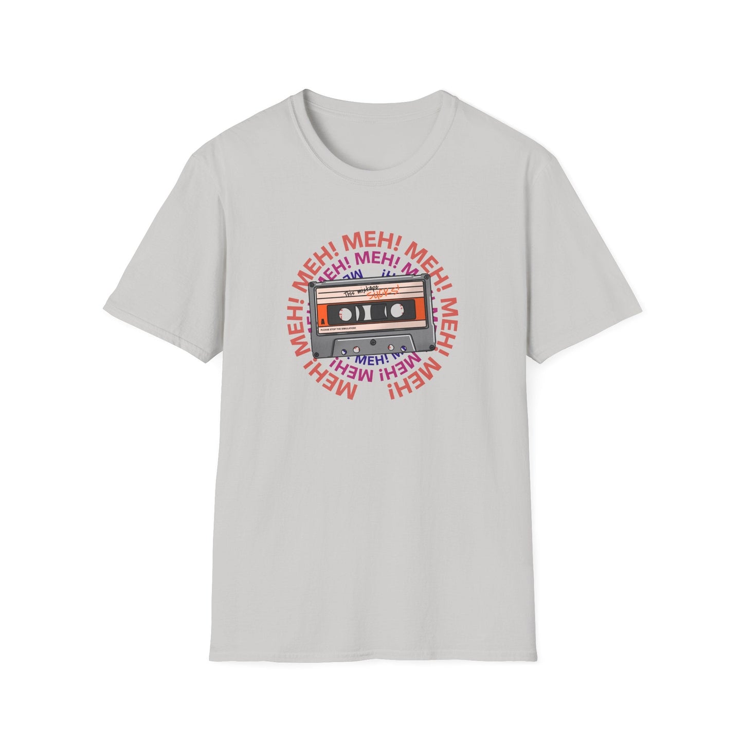 Cassette Tape Meh Graphic T-Shirt Unisex Cotton Retro Funny Music Tee