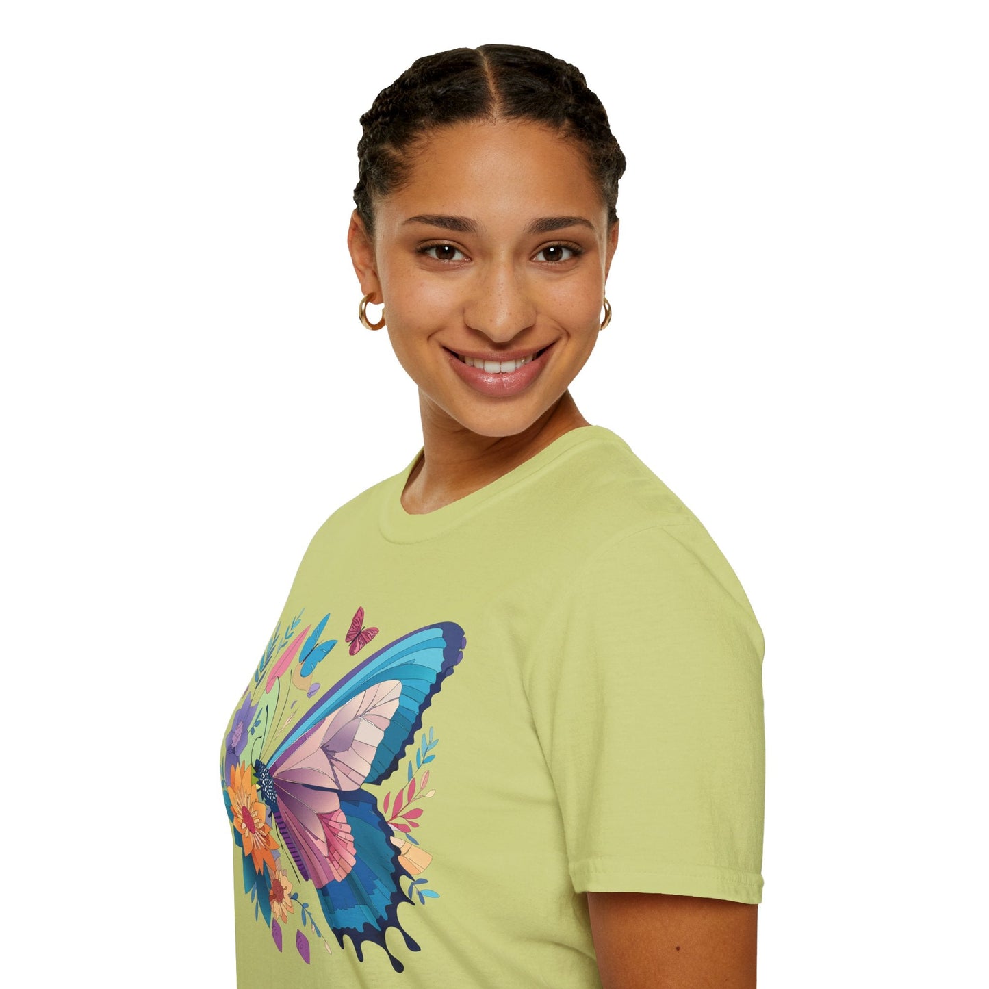 Gildan Butterfly T Shirt Unisex Softstyle 64000 Monarch Print Lightweight Breathable Cotton Tee