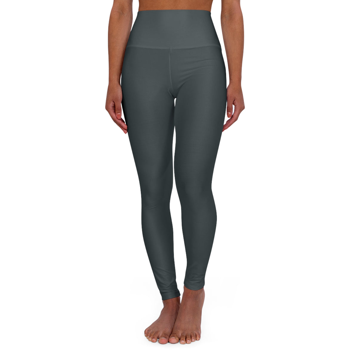 Iron Grey Color High-Waist Yoga Leggings Women's Seamless Poly-Span Stretchy Performance Pants