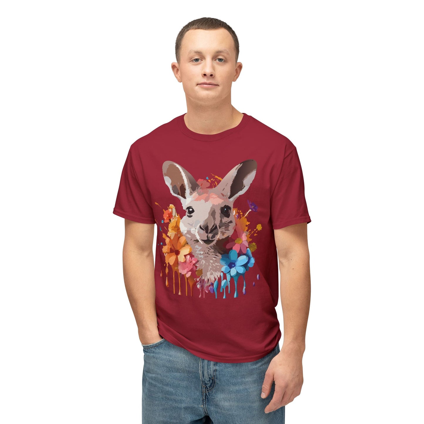 Unisex Kangaroo T Shirt HD Cotton Full Color Art Print Tee Made In USA 100 Percent Pre Shrunk