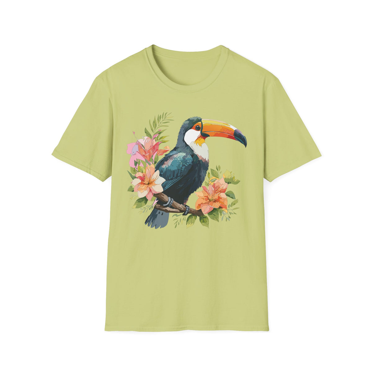 Tropical Toucan Illustration T-Shirt | Floral Bird Graphic