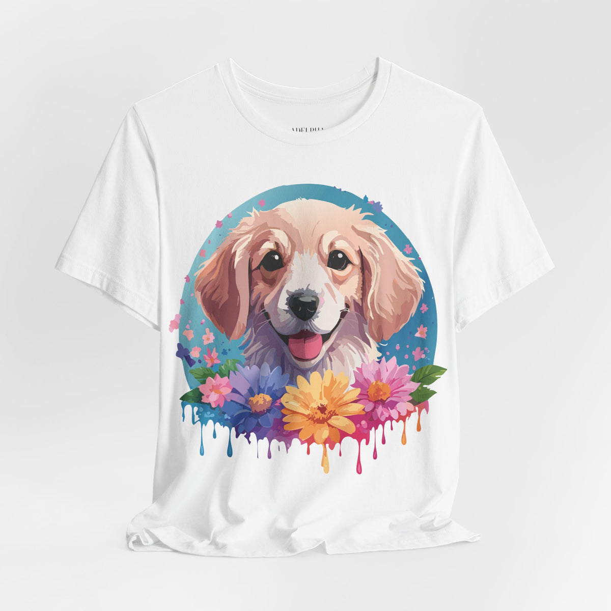 Dog Graphic Unisex Cotton Bella+Canvas Tee with Art Animal Design e113