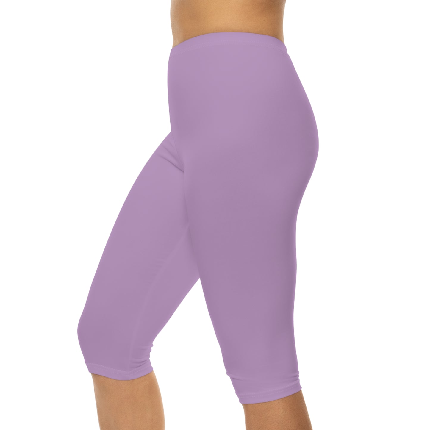 Blush Lilac Color Women's Brushed Suede Poly Span Casual Capri Leggings XS-2XL