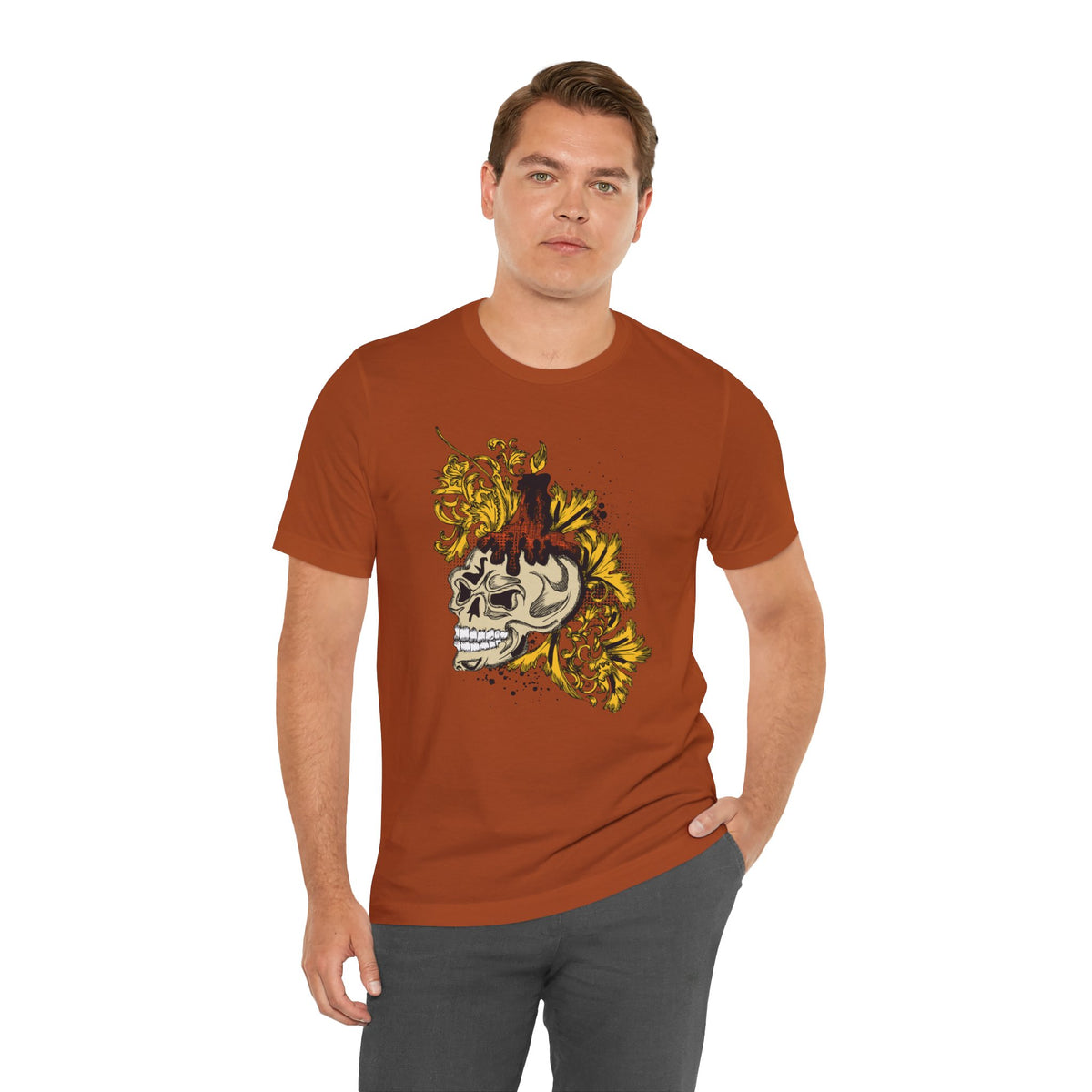 Rock Skull Graphic Design Tee, Skull Shirt, Vintage Tees, Art Design T-Shirt, Vintage Graphic Tee, Art Shirts with Skulls 3