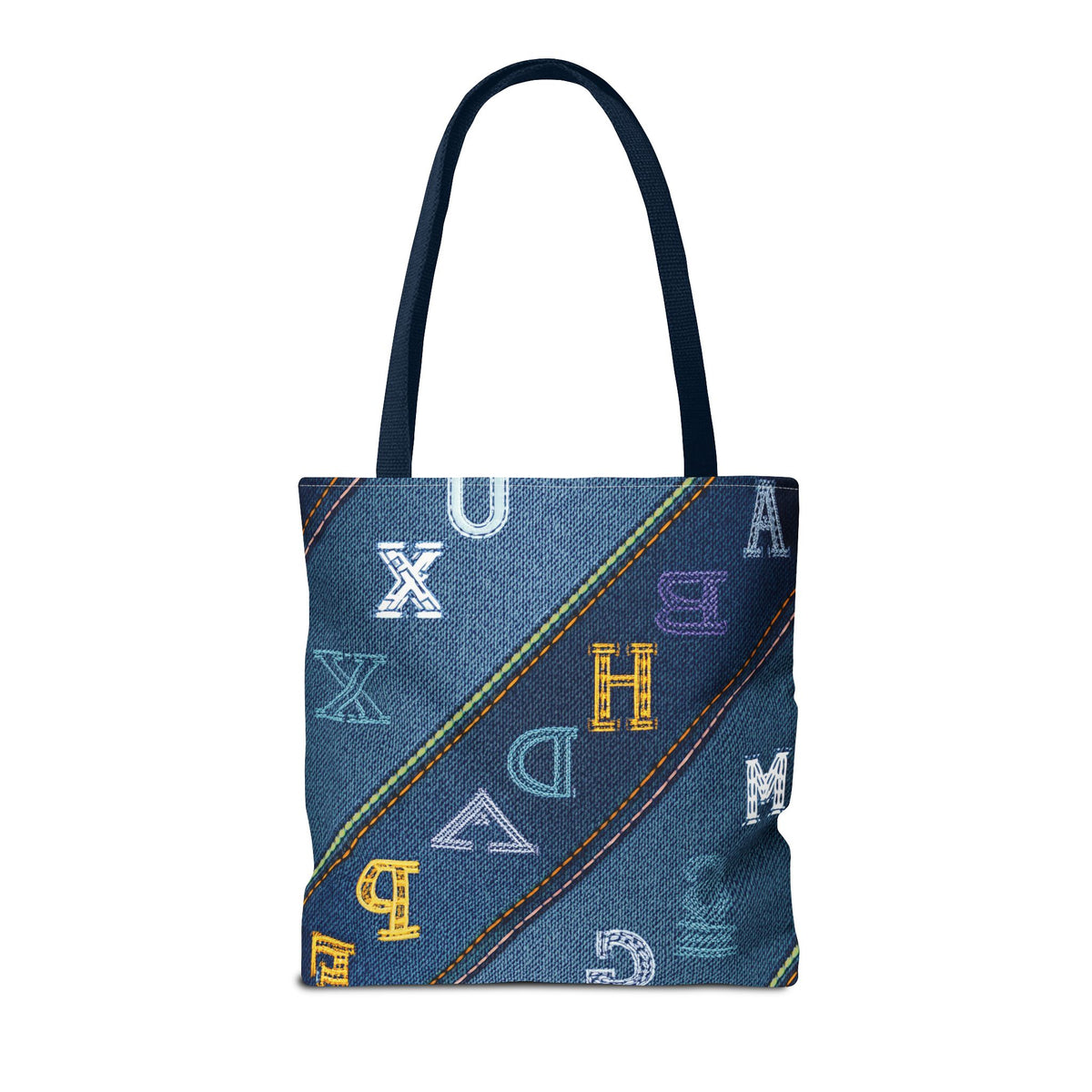 Denim Fabric Imitation Print Unisex Canvas Bag Poly Spun 3 Sizes Tote Bag 187-4