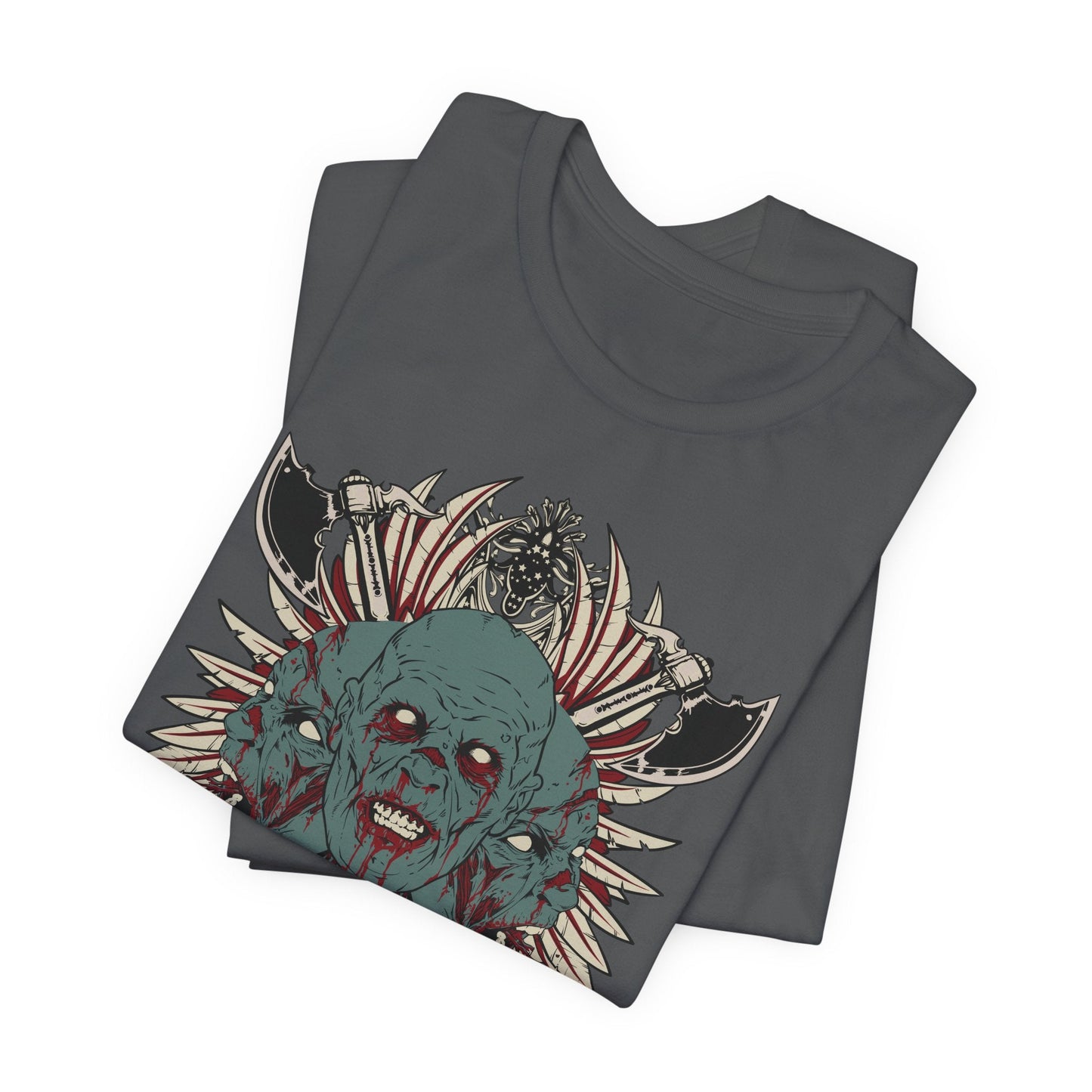 Zombie Skull Mandala T-Shirt Horror Graphic Tee, Gothic Skull Art-54-2