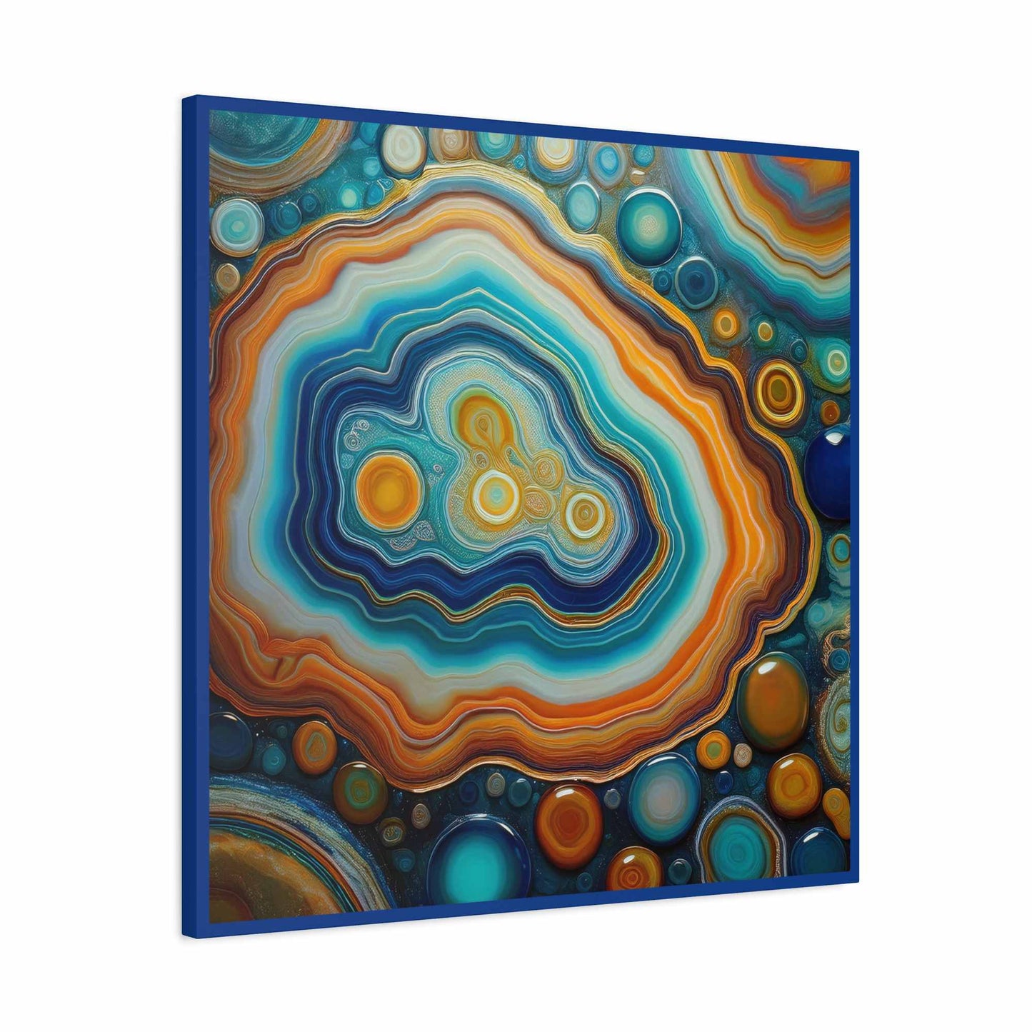 Agate Stone Graphic Print Canvas, Oil Paint Print 20x20, 24x24, 30x30, 32x32, 36x36 Canvas Pine-Wood Inner Frame MC-190