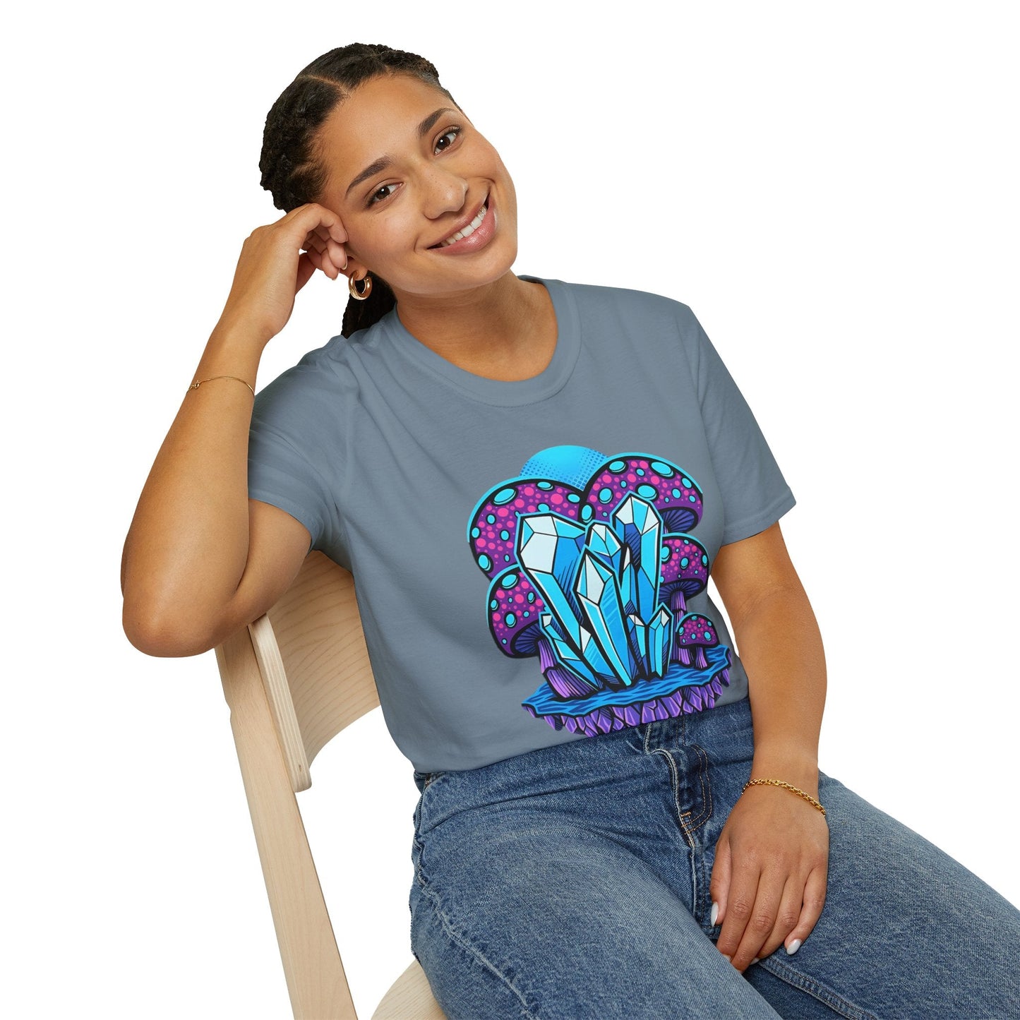 Funny Mashroom Graphic Unisex Softstyle Cotton With Cartoon Illustration Design 21