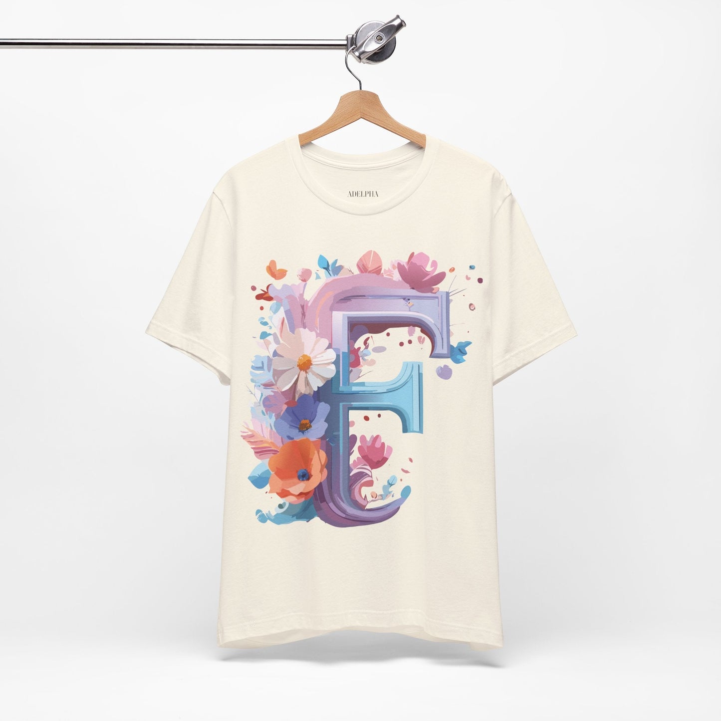Letter F Graphic Tee Unisex Vintage Style Featuring Artwork Short Sleeve