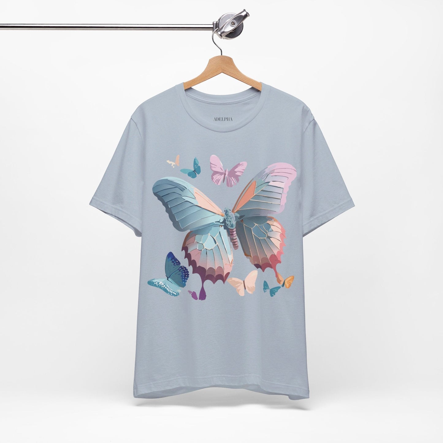 Butterfly Graphic Short Sleeve Tee Unisex Vintage Art Shirt By Adelpha