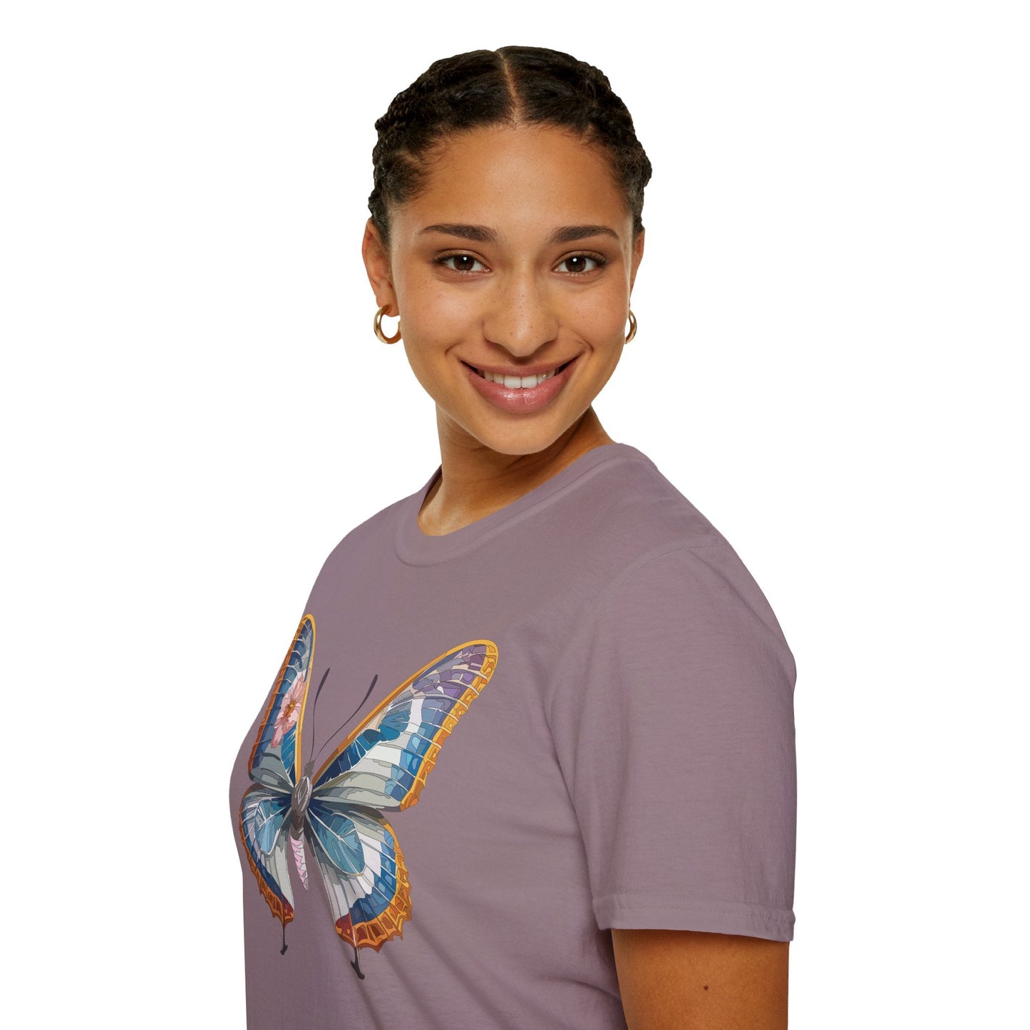 Unisex Butterfly Shirt Softstyle Tee 100 Percent Ring Spun Cotton Monarch Print Tee