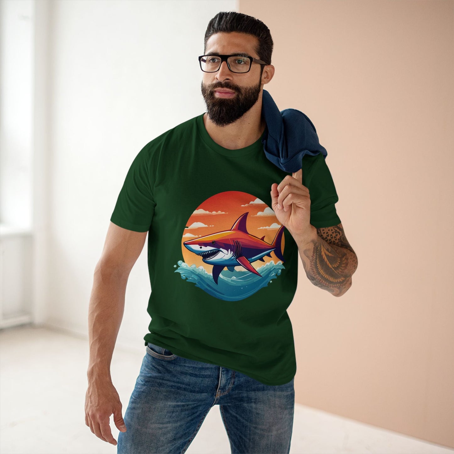Shark Shirt Unisex Premium Cotton Tee With Original Art Design From Retro2Nova Animal Collection For Everyday Wear