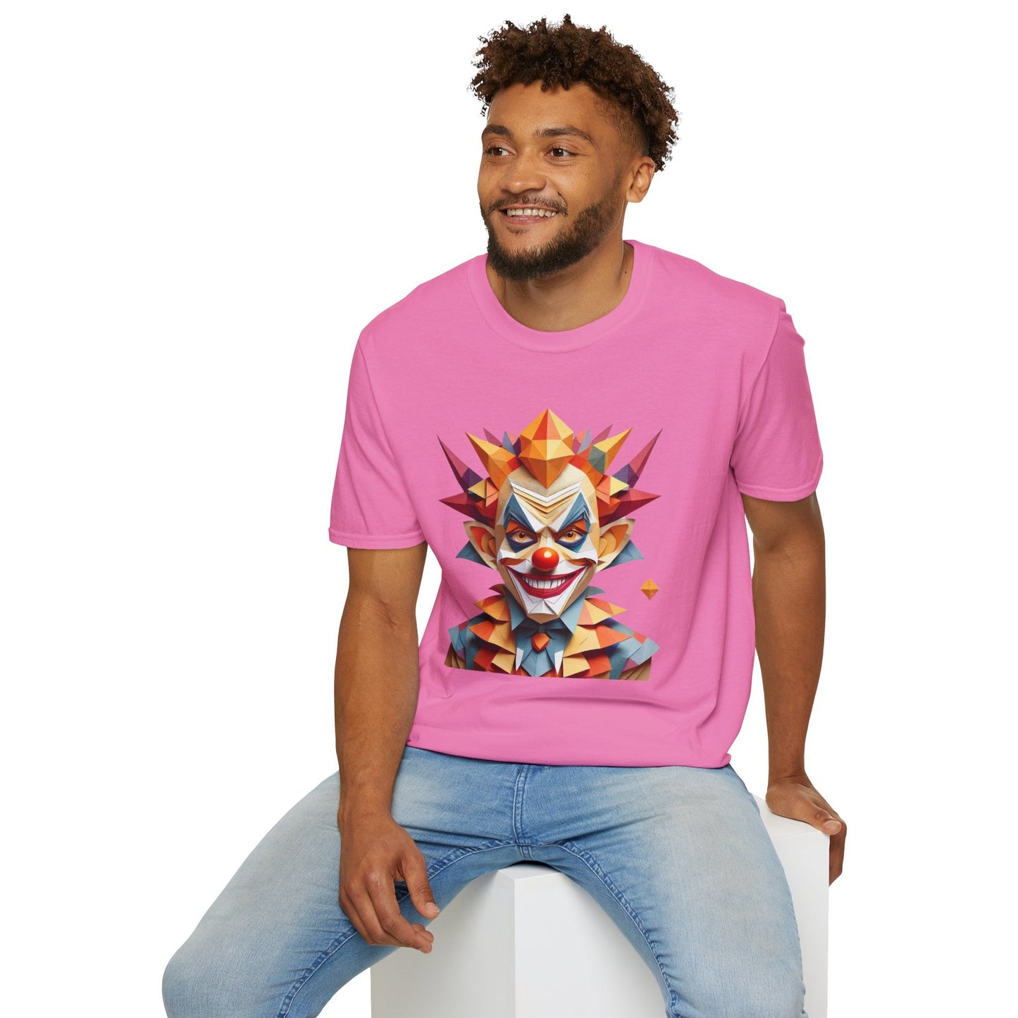 Unisex Clown Shirt With Funny Man Scary Man Circus Theme Tee Gildan Softstyle 64000