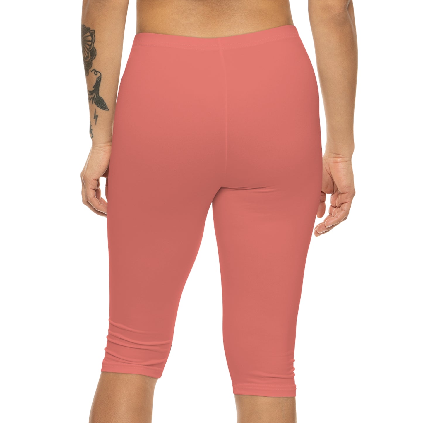 Fresh Salmon Color Women's Brushed Suede Poly Span Casual Capri Leggings XS-2XL