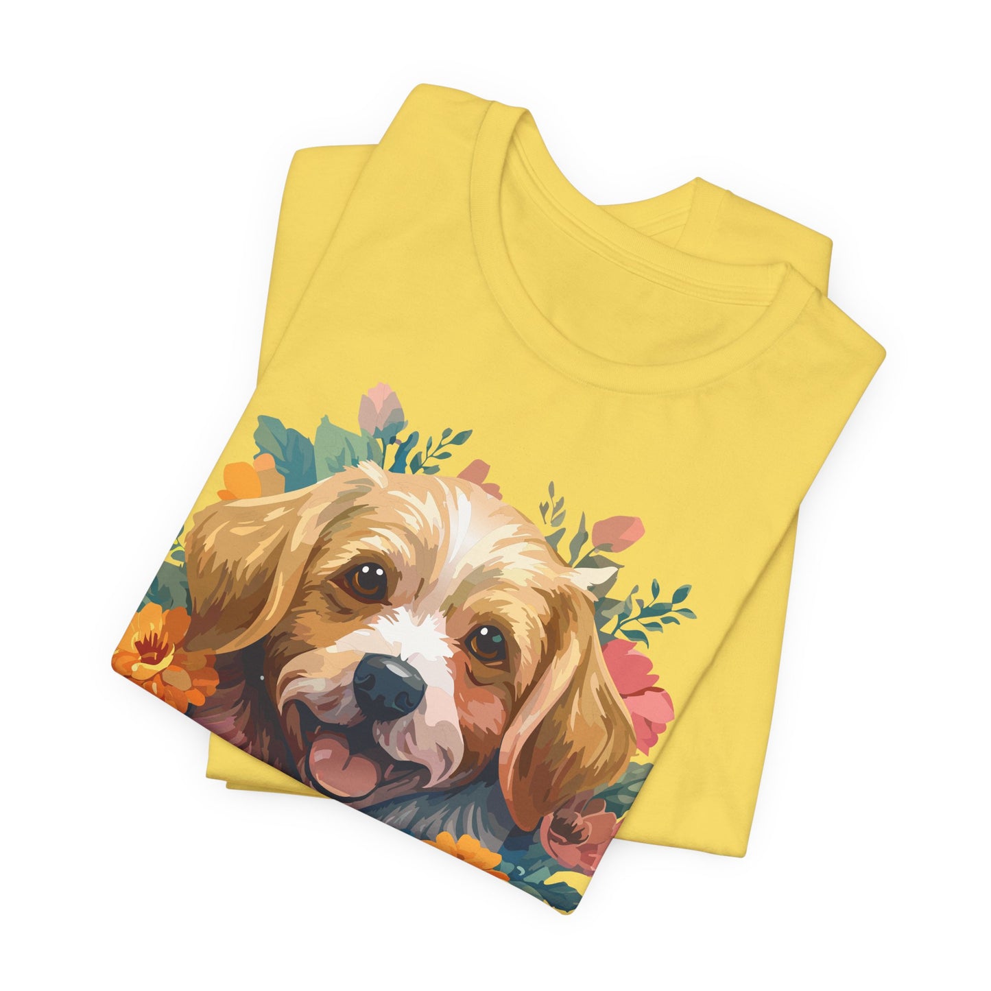Floral Dog Tee, Animal Shirt, Dog Shirt, Floral Tee, Flower T-shirt, T-Shirt with Animal, Summer Top with Art Design